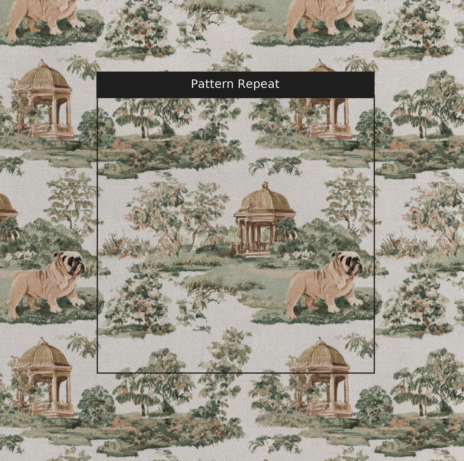 Bulldog Garden Toile - Fabric - Linen Rowe