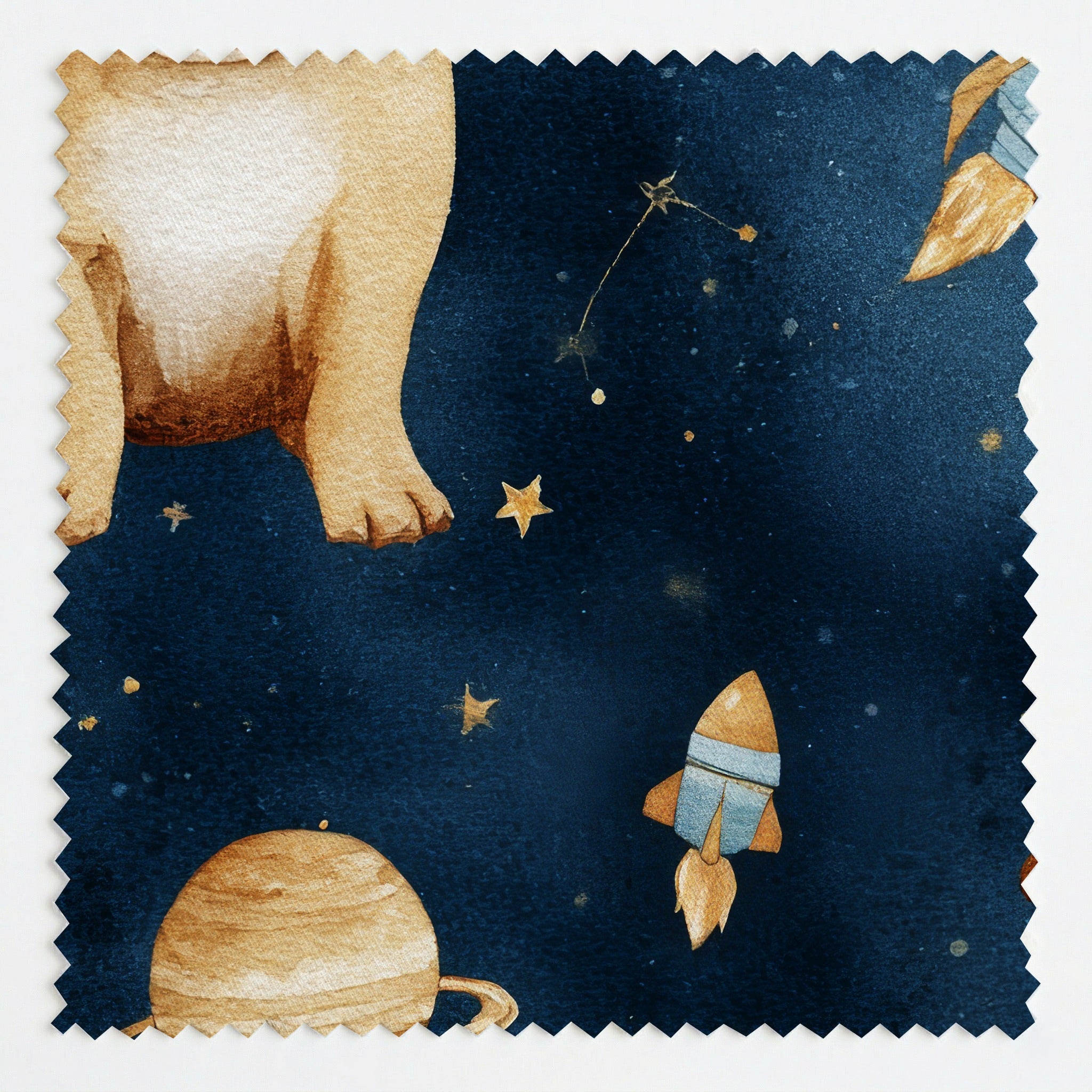 Bulldog Outer Space - Fabric - Linen Rowe
