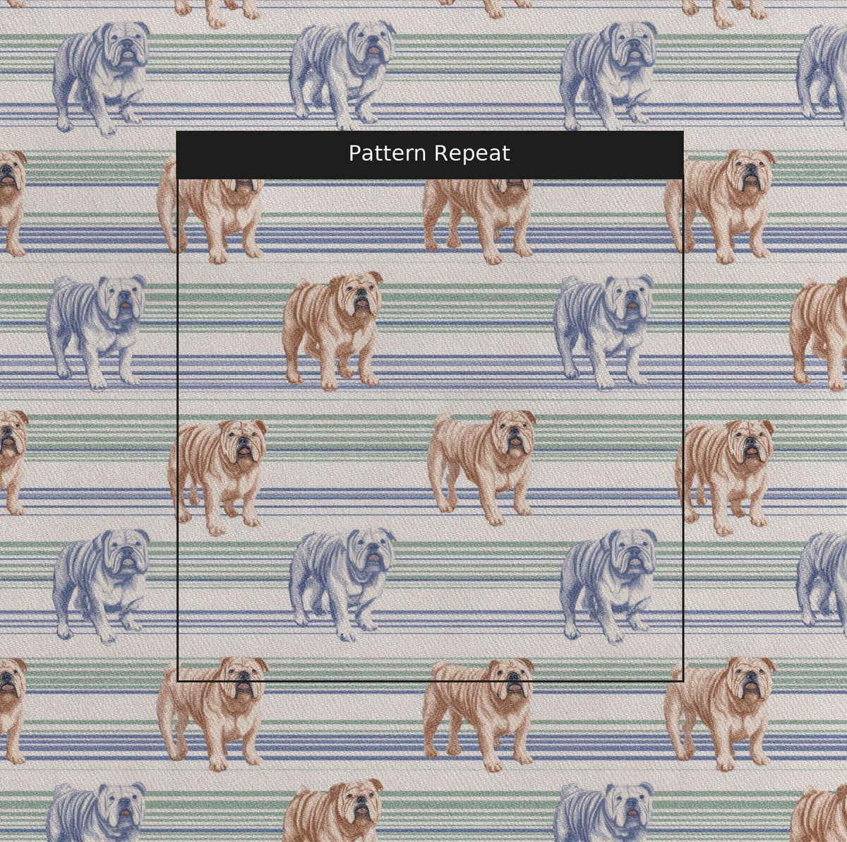 Bulldog Pastel Stripes - Fabric - Linen Rowe