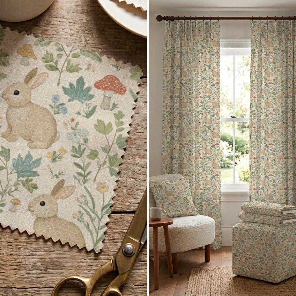 Bunnies and Blooms - Fabric - Linen Rowe
