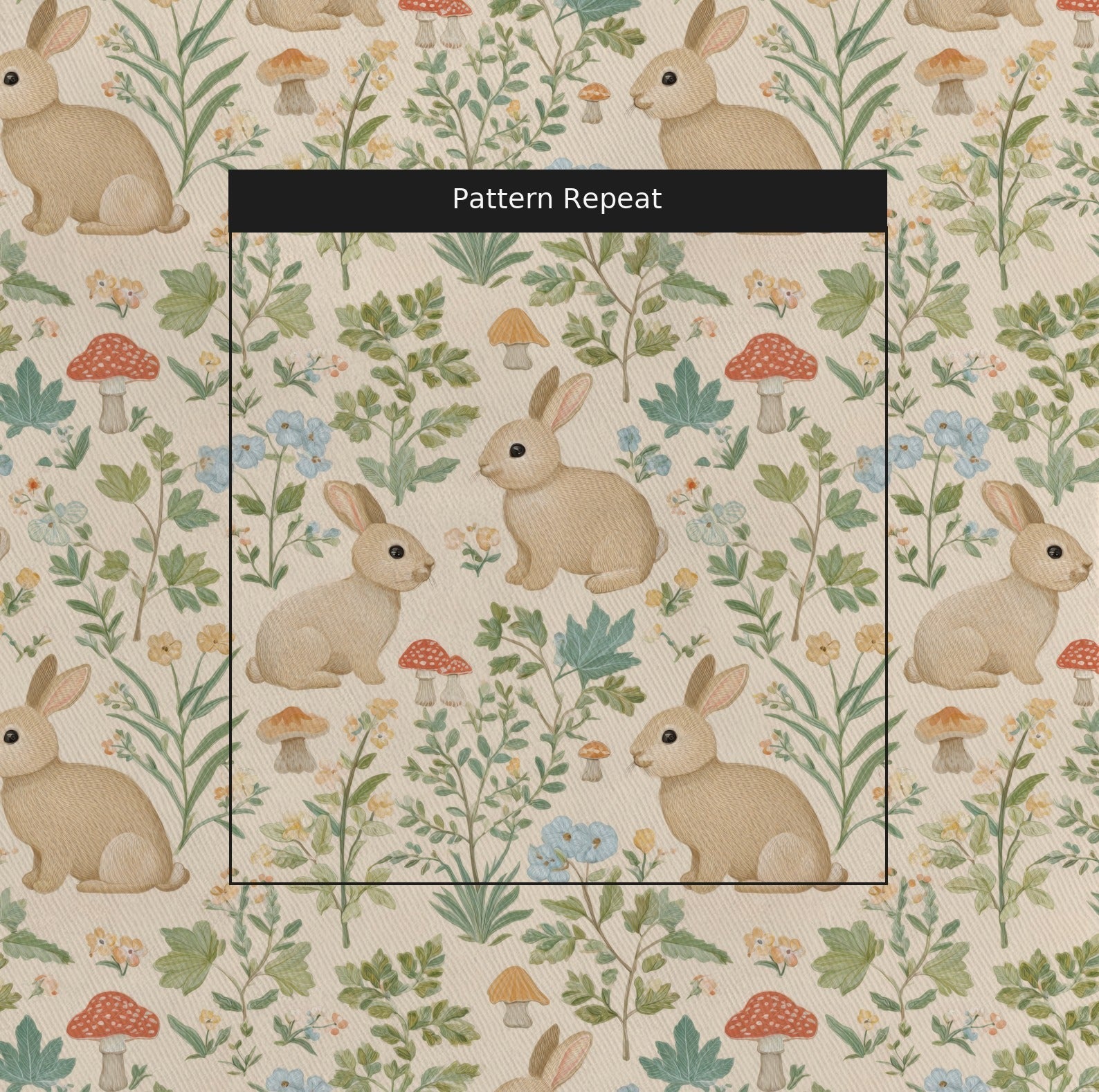 Bunnies and Blooms - Fabric - Linen Rowe
