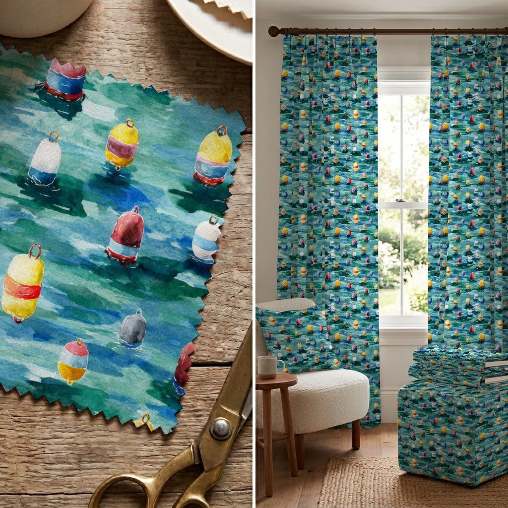 Buoys on the Bay - Fabric - Linen Rowe