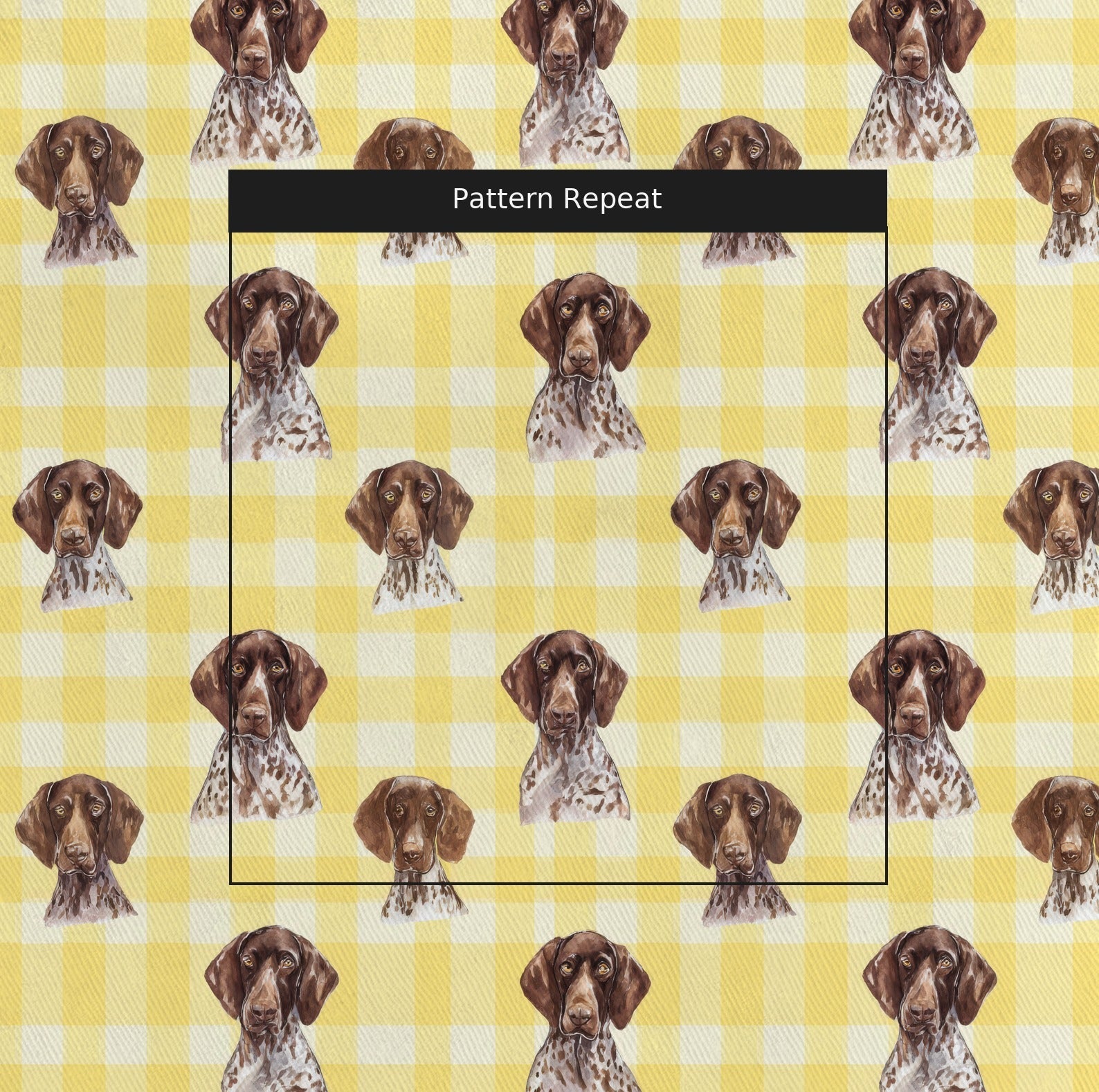 Buttercream Gingham German Shorthair Pointer - Fabric - Linen Rowe