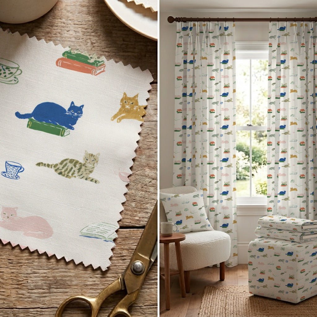 Cafe Kitties - Fabric - Linen Rowe
