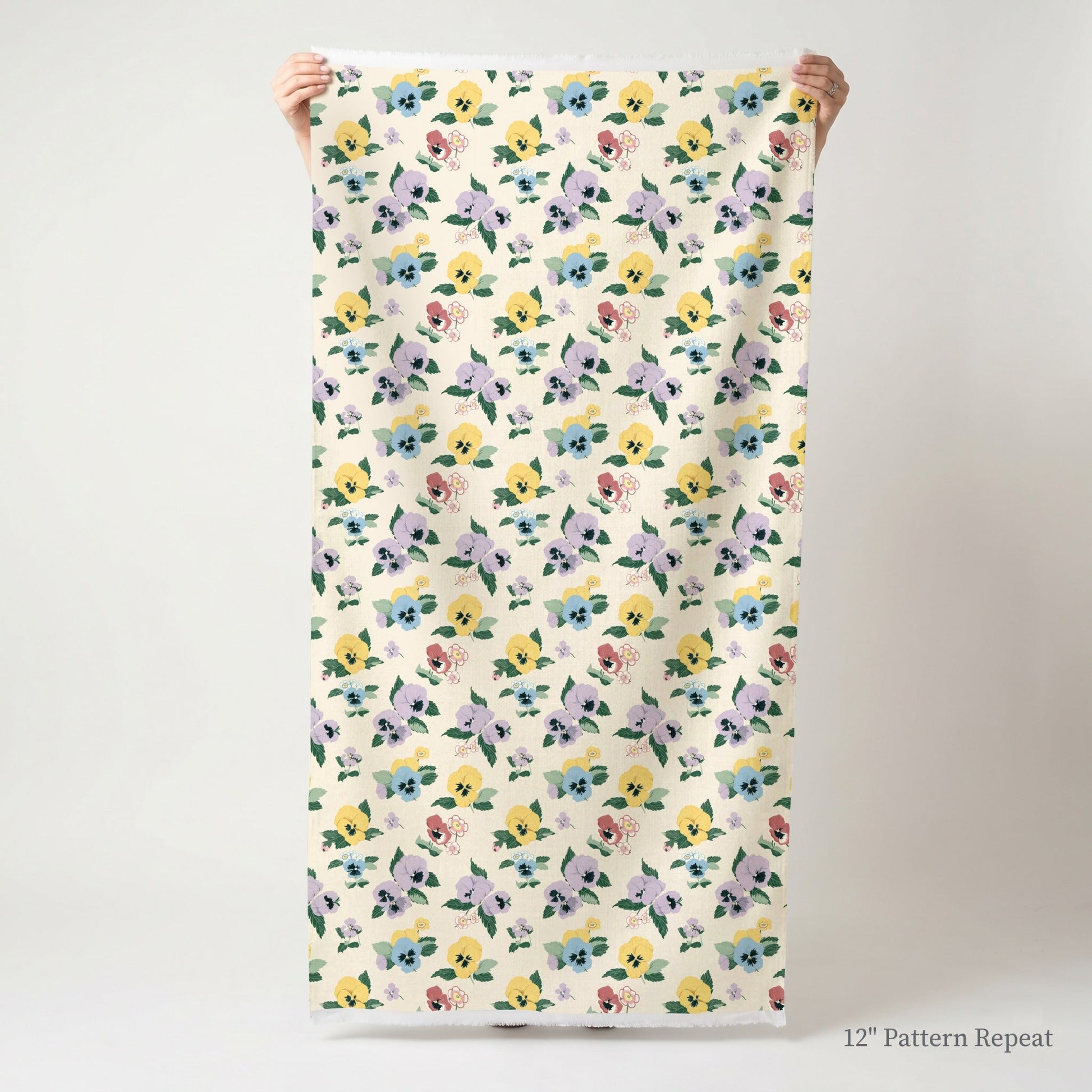 Calderin Pansies - Fabric - Linen Rowe