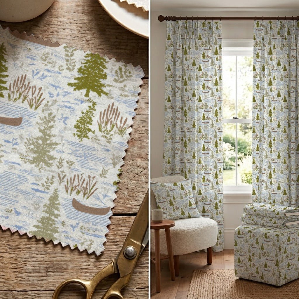 Canoes & Forests - Fabric - Linen Rowe