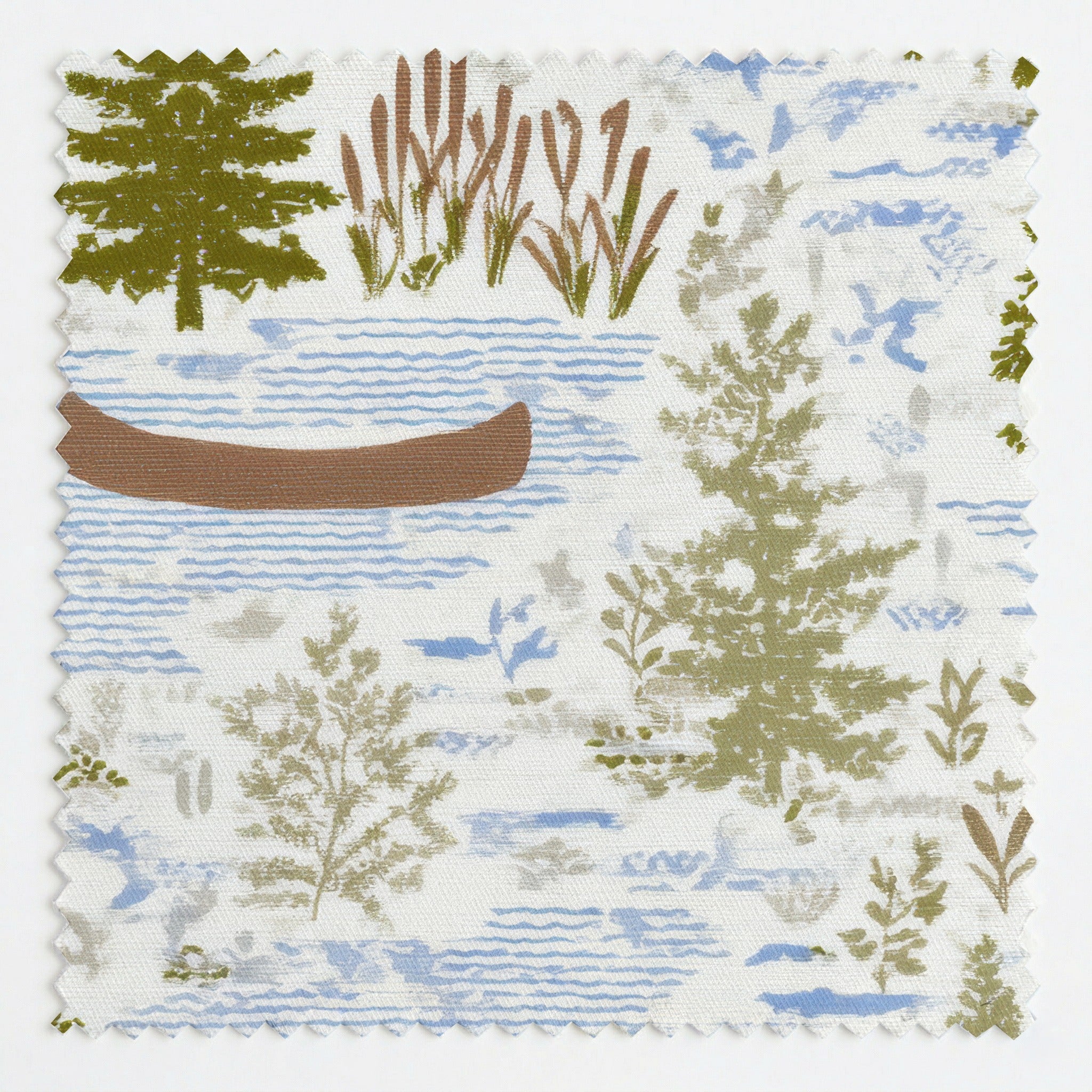 Canoes & Forests - Fabric - Linen Rowe