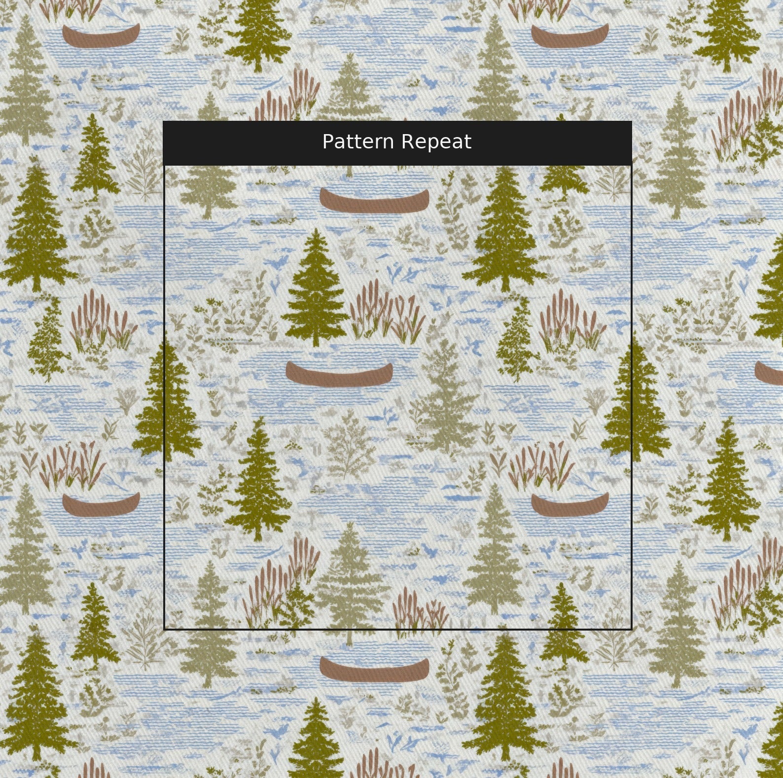 Canoes & Forests - Fabric - Linen Rowe