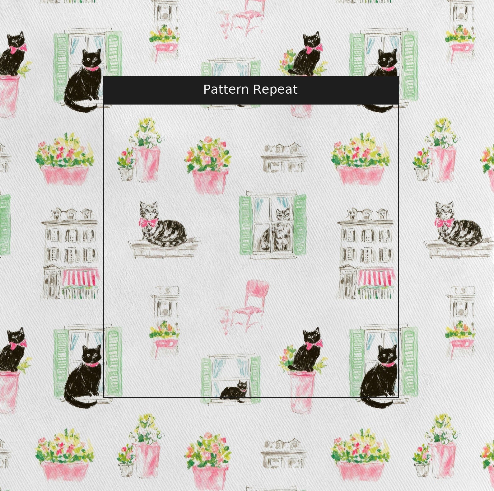 Cat Town - Fabric - Linen Rowe