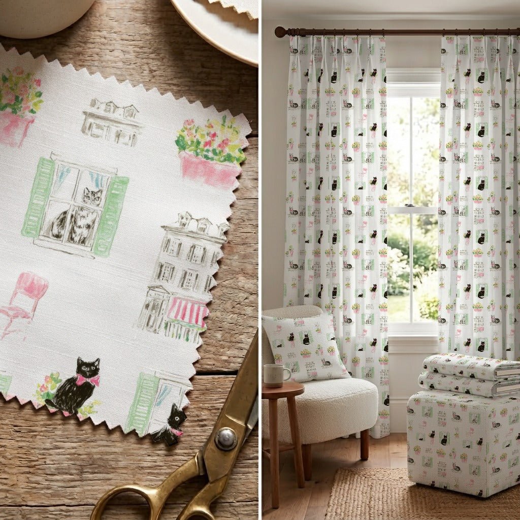Cat Town - Fabric - Linen Rowe