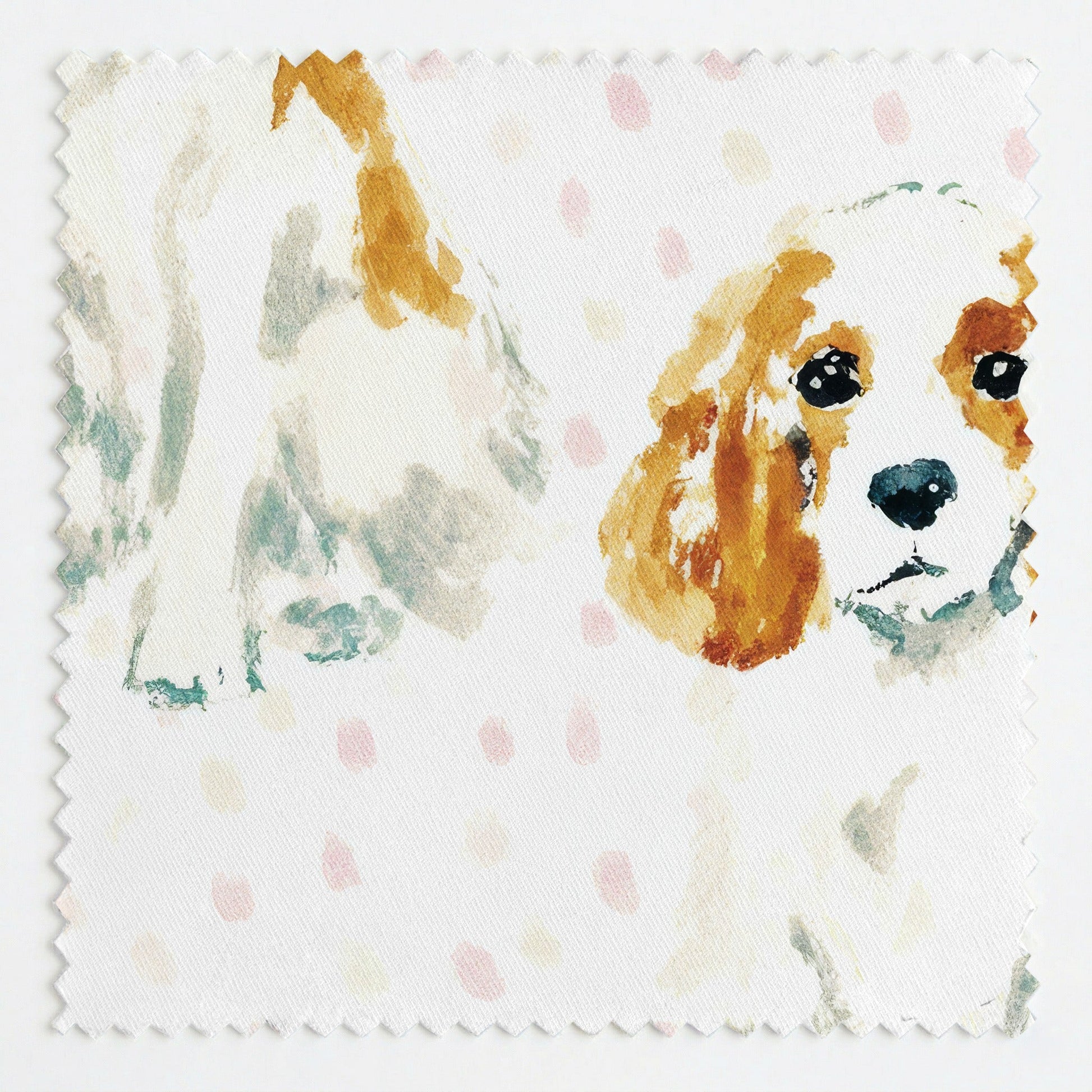 Cavalier Spaniel Dots - Fabric - Linen Rowe