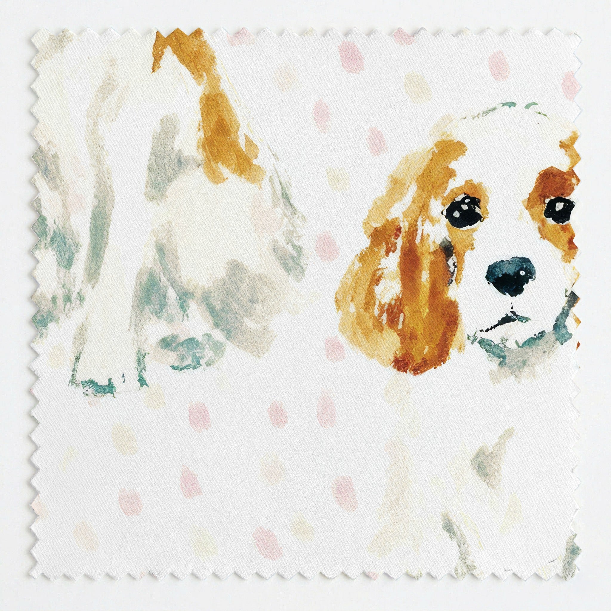 Cavalier Spaniel Dots - Fabric - Linen Rowe