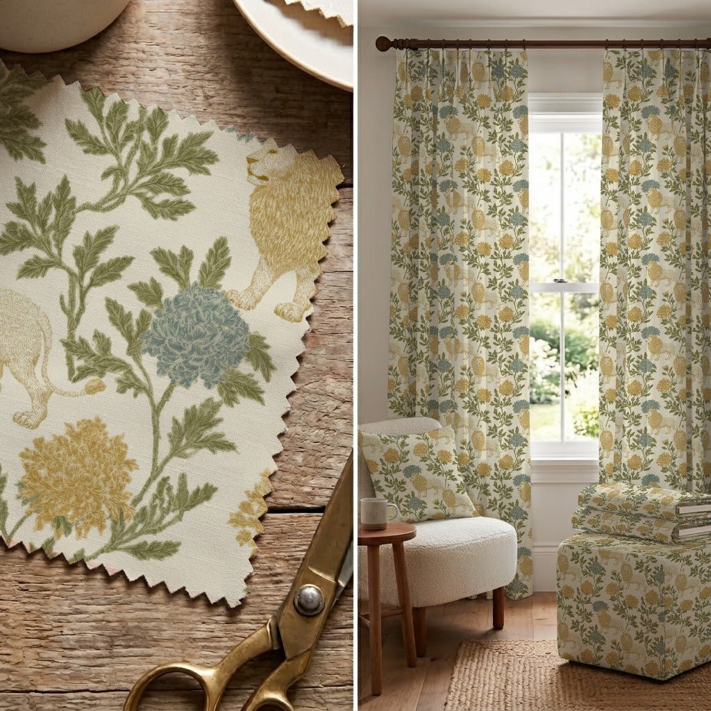 Chase Lions - Fabric - Linen Rowe
