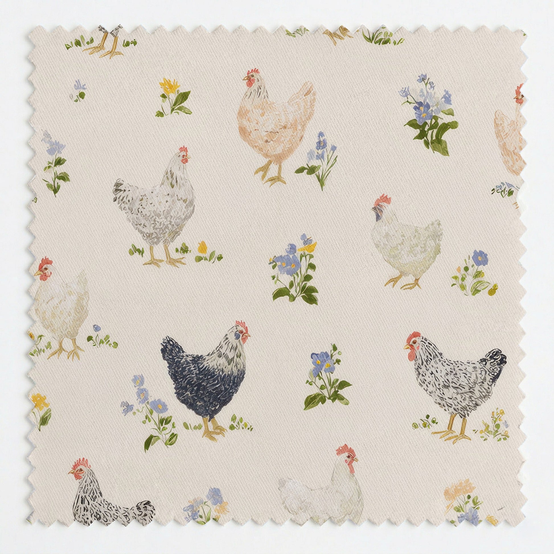 Chickens Roosters - Fabric - Linen Rowe