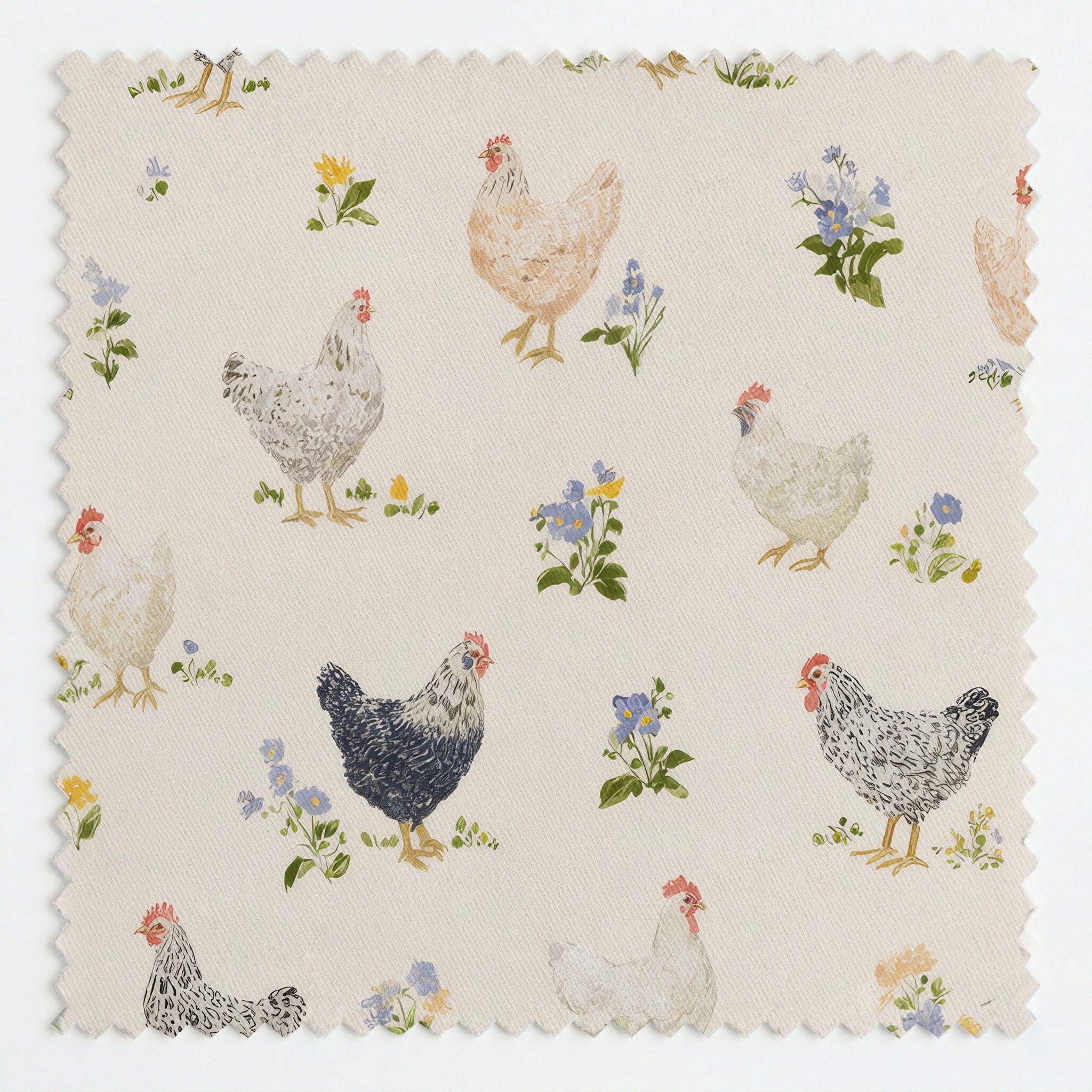 Chickens Roosters - Fabric - Linen Rowe