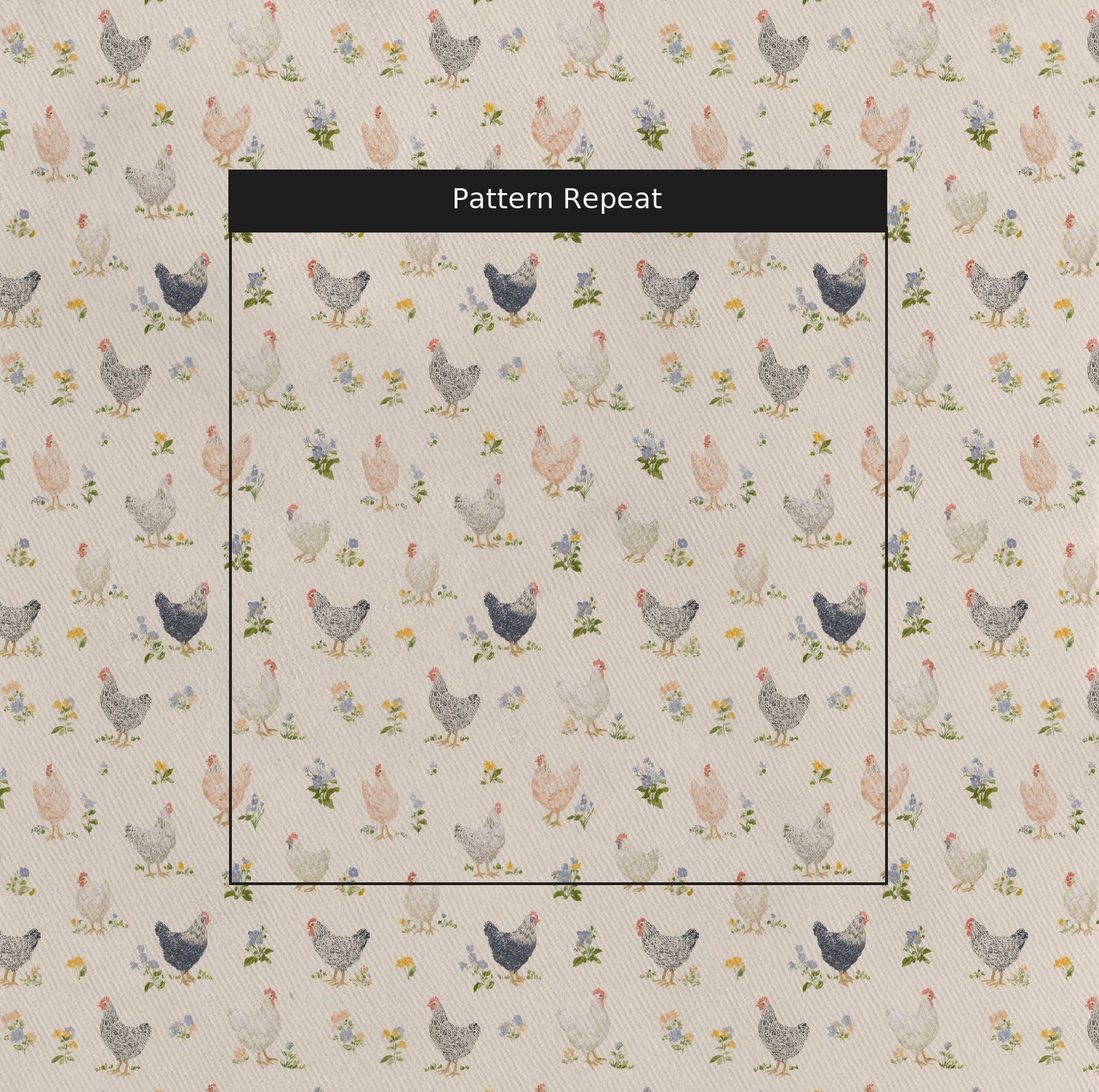 Chickens Roosters - Fabric - Linen Rowe