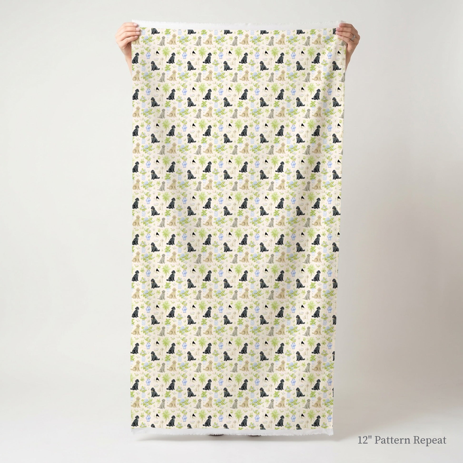 Chinoiserie Dogs - Fabric - Linen Rowe