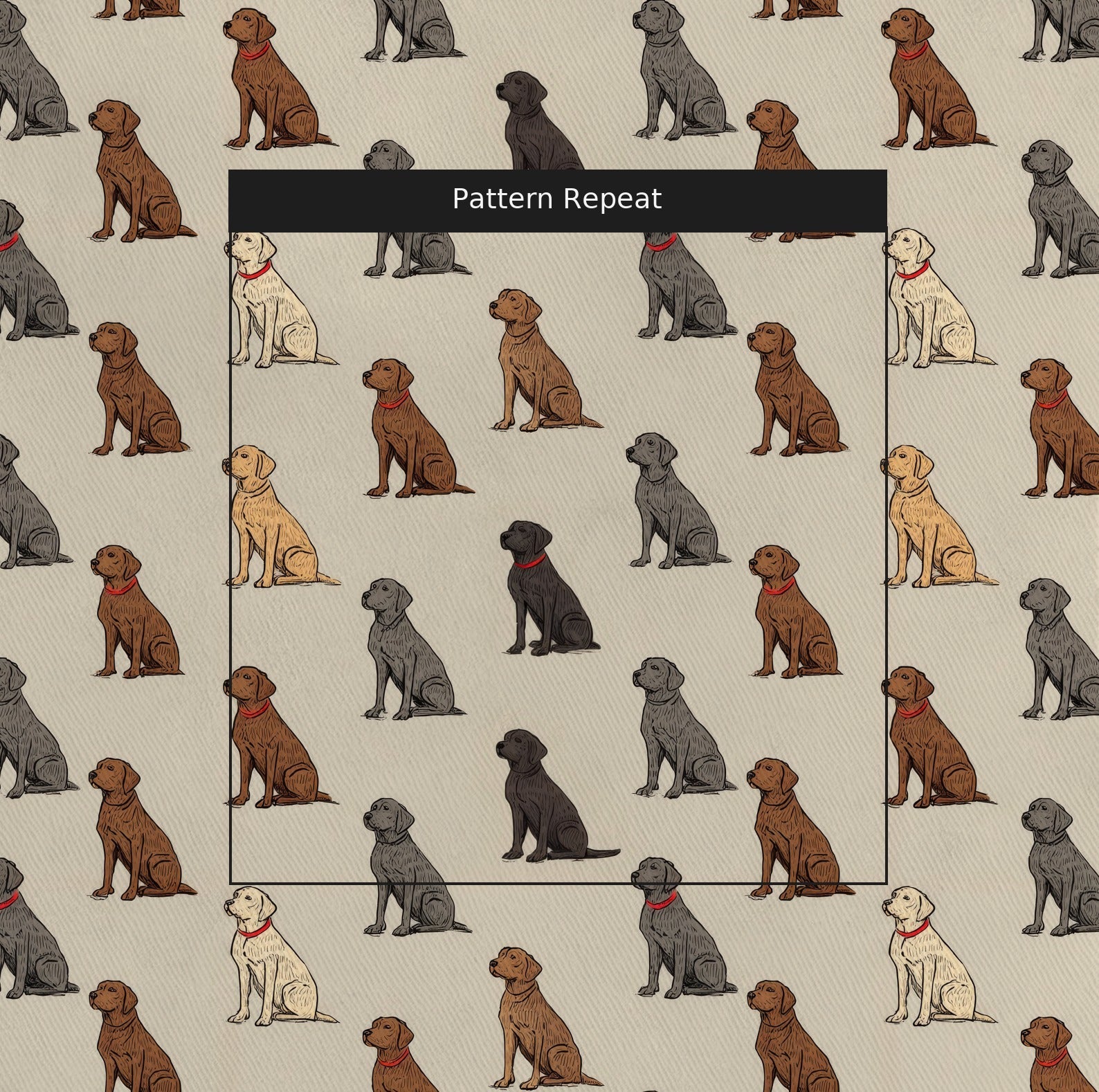 Chocolate Lab Ditsy Cream - Fabric - Linen Rowe