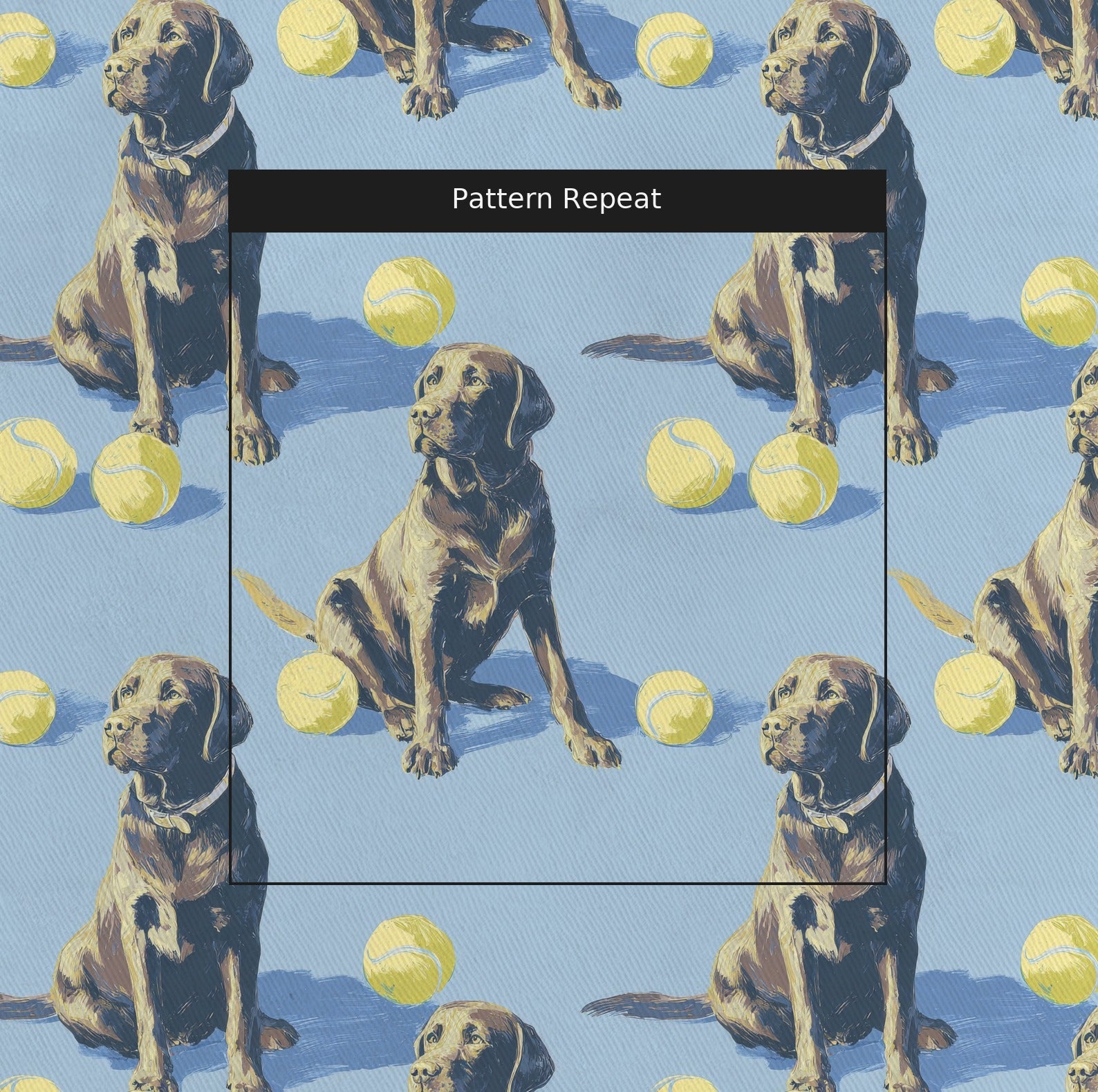 Chocolate Lab Go Fetch - Fabric - Linen Rowe