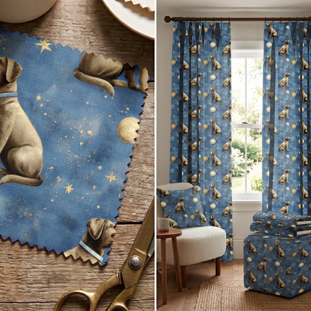 Chocolate Lab Outer Space - Fabric - Linen Rowe