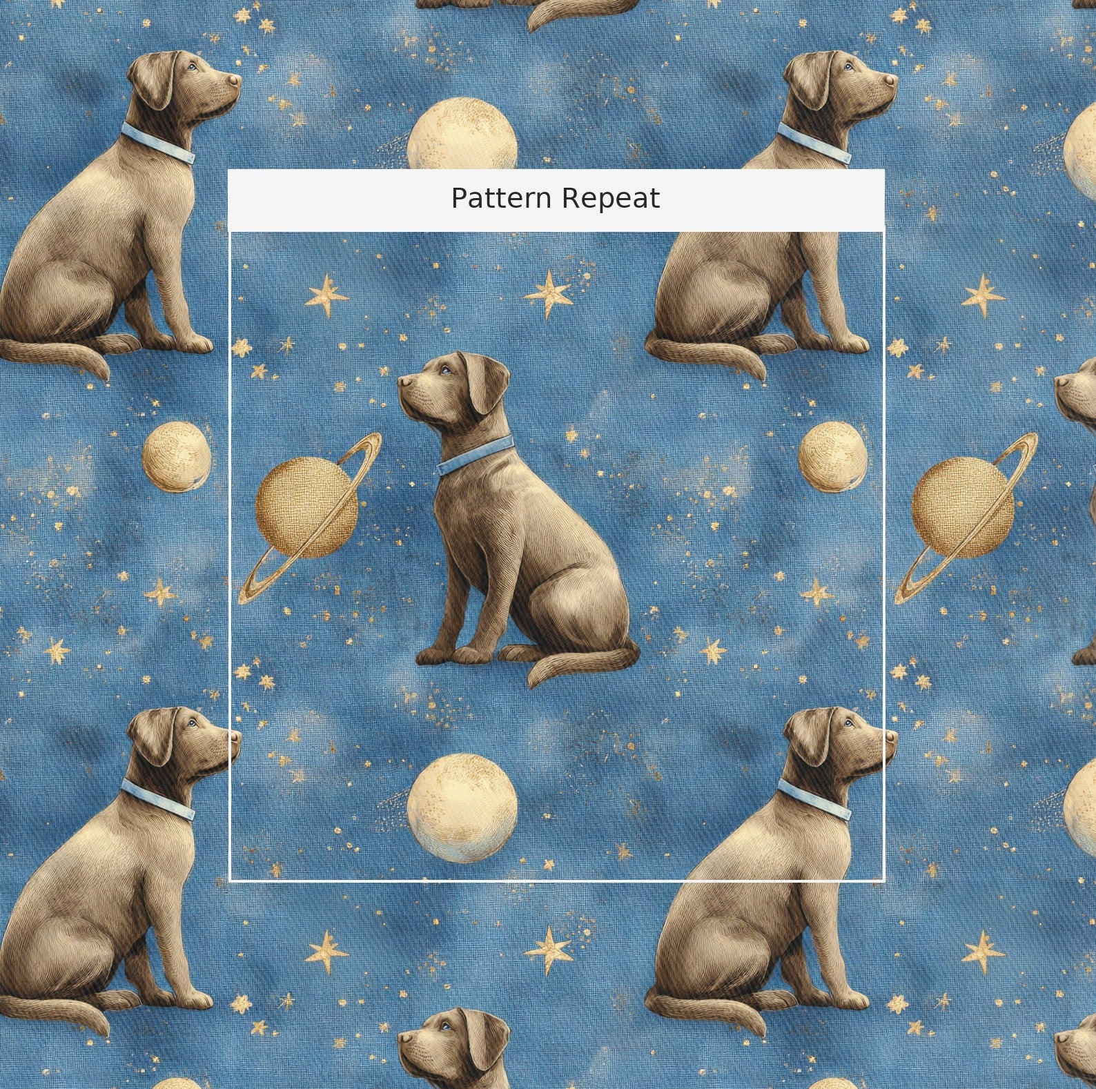 Chocolate Lab Outer Space - Fabric - Linen Rowe