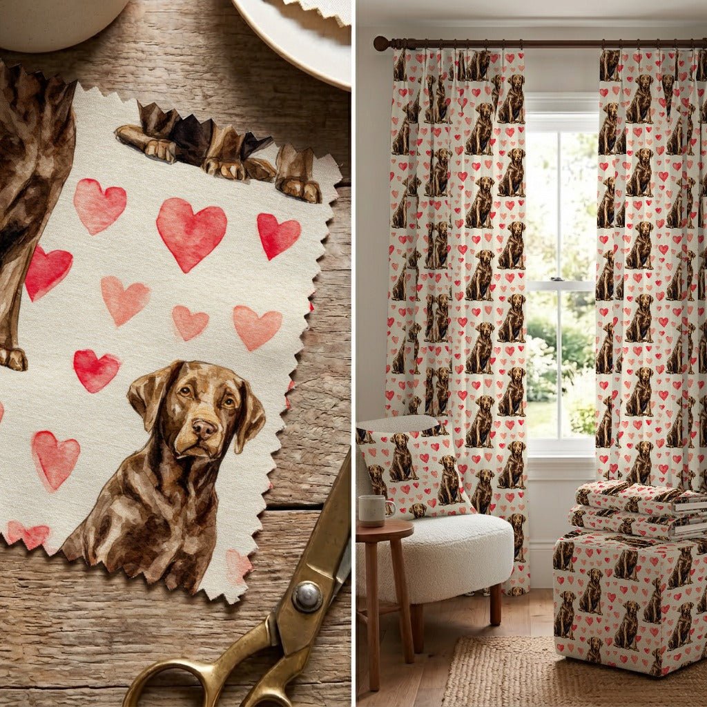 Chocolate Lab Sweetheart - Fabric - Linen Rowe