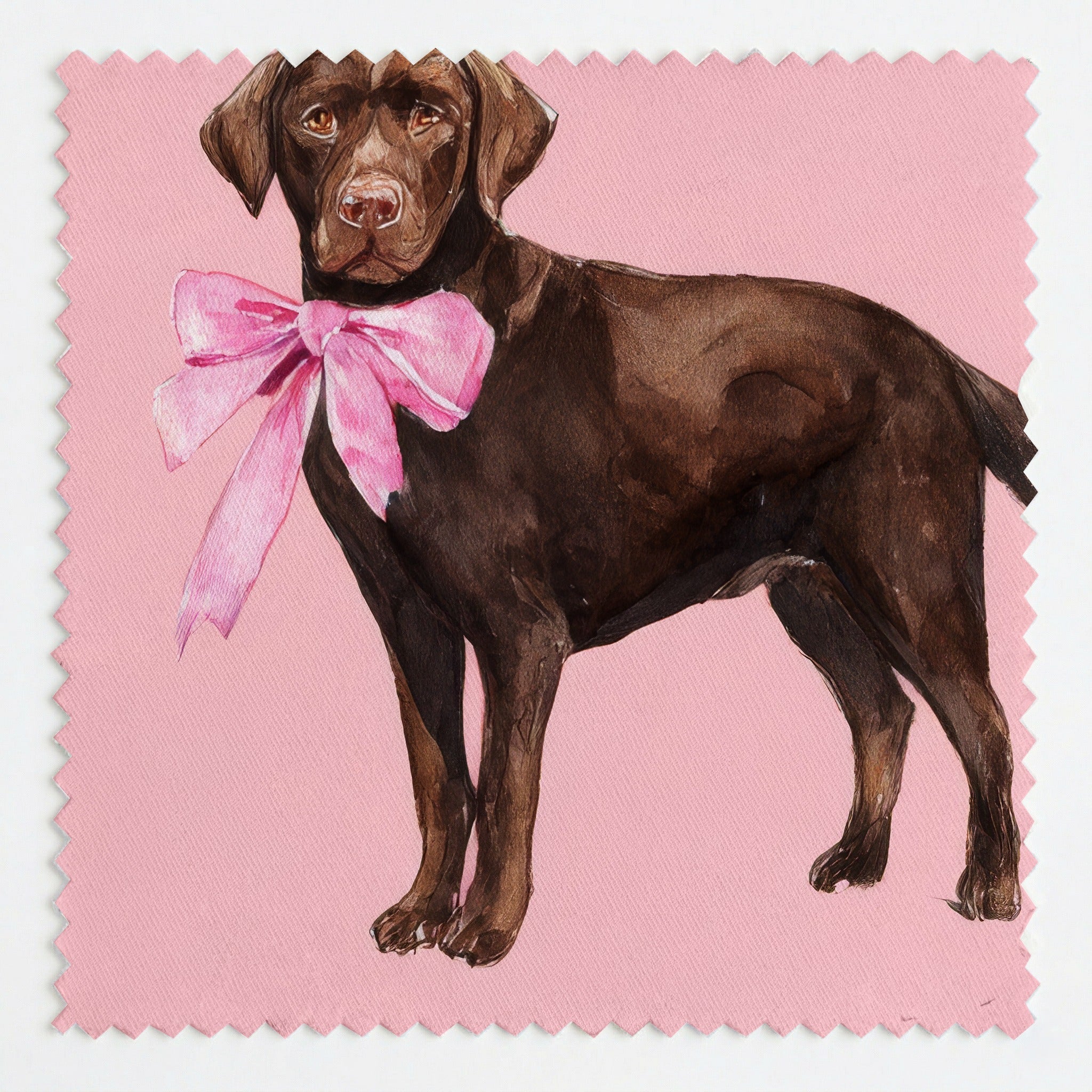 Chocolate Labs in Pink Bows - Fabric - Linen Rowe