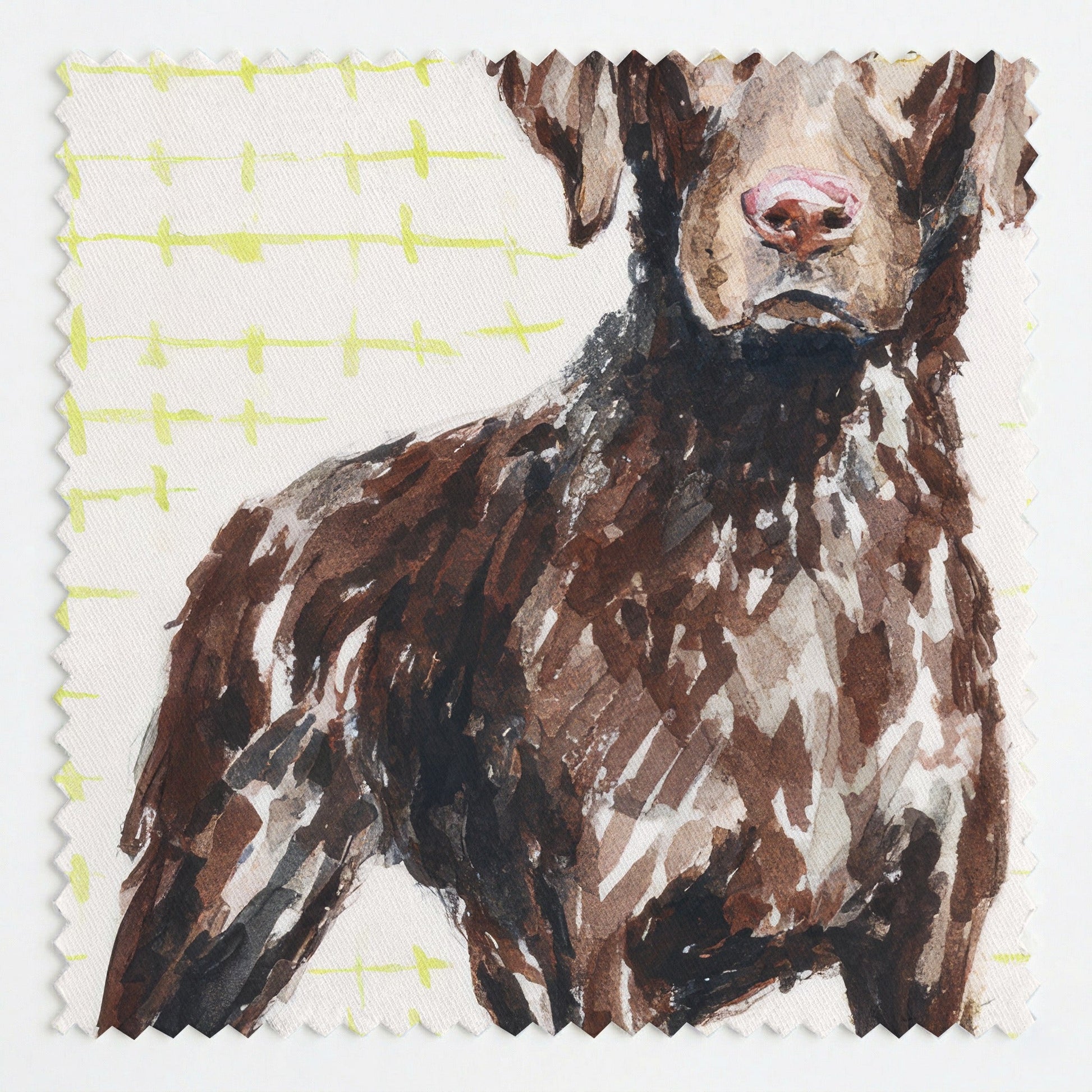 Chocolate Licks Labrador - Fabric - Linen Rowe