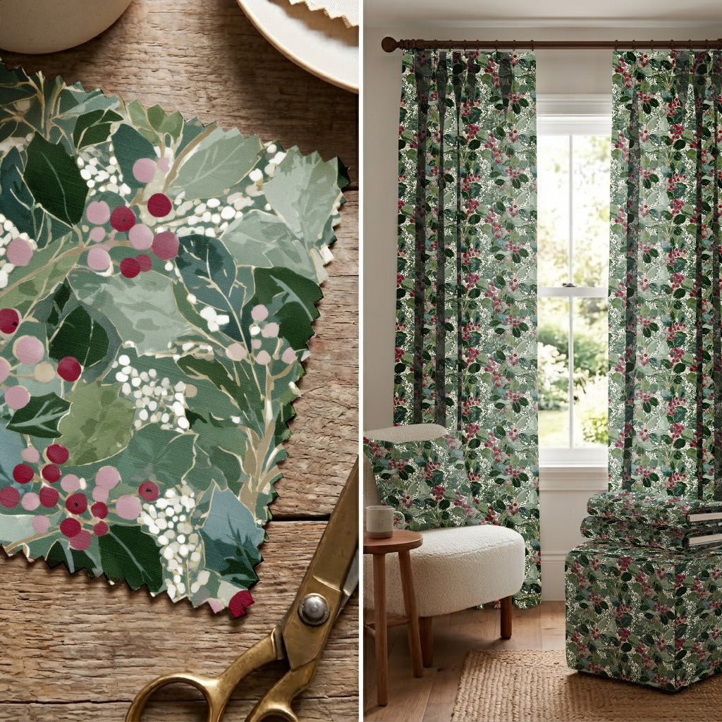 Christmas Berries - Fabric - Linen Rowe