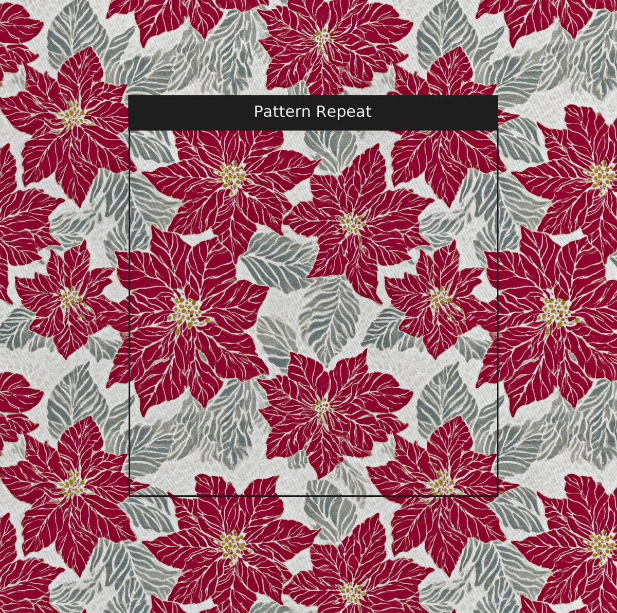 Christmas Poinsettas - Fabric - Linen Rowe