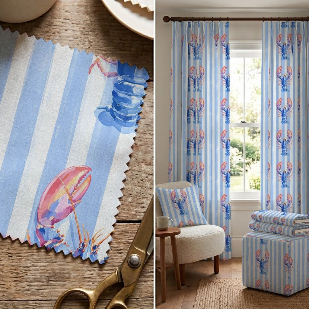 Coastal Lobsters - Fabric - Linen Rowe