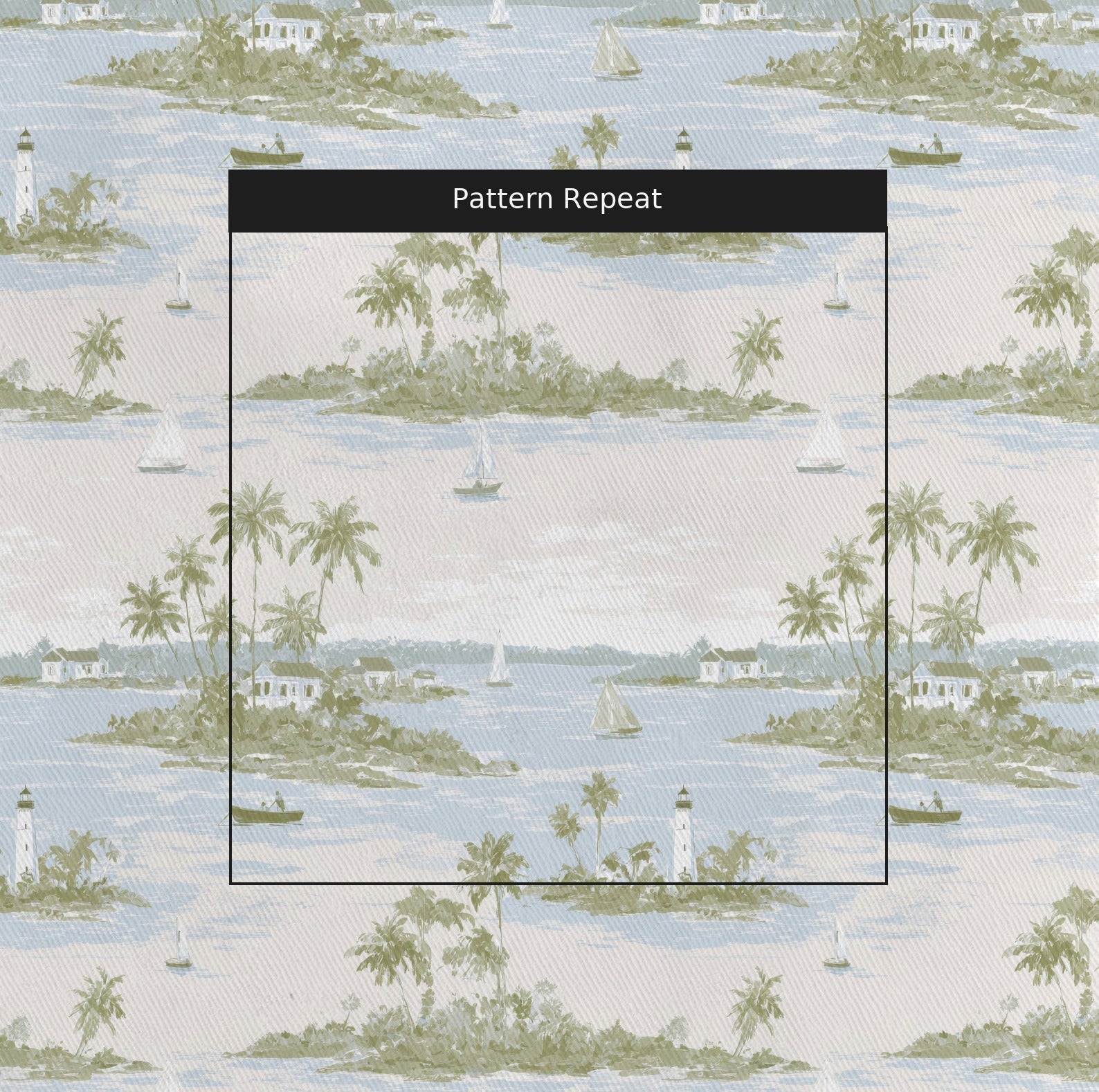 Coastal Scene - Fabric - Linen Rowe