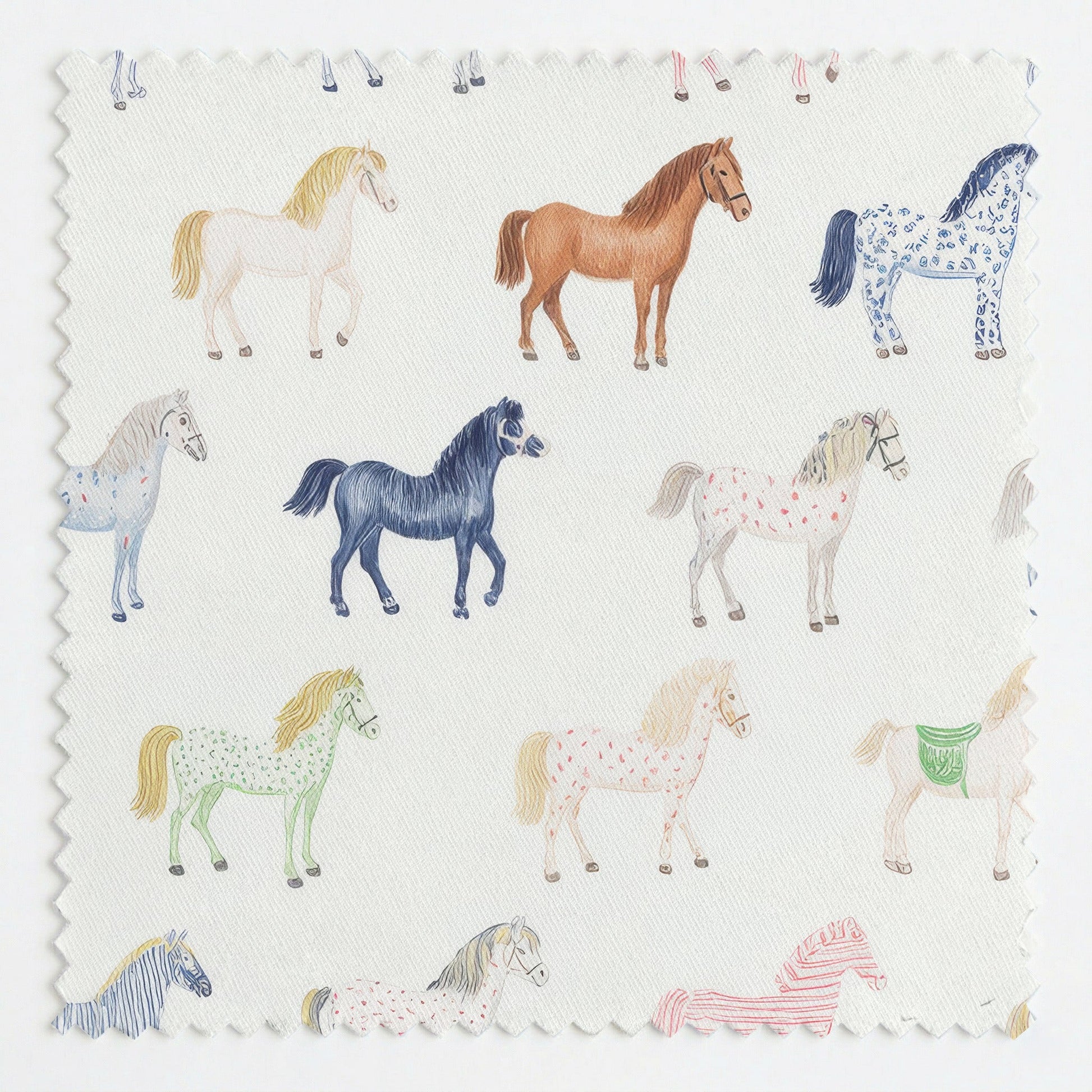 Colorful Horses - Fabric - Linen Rowe
