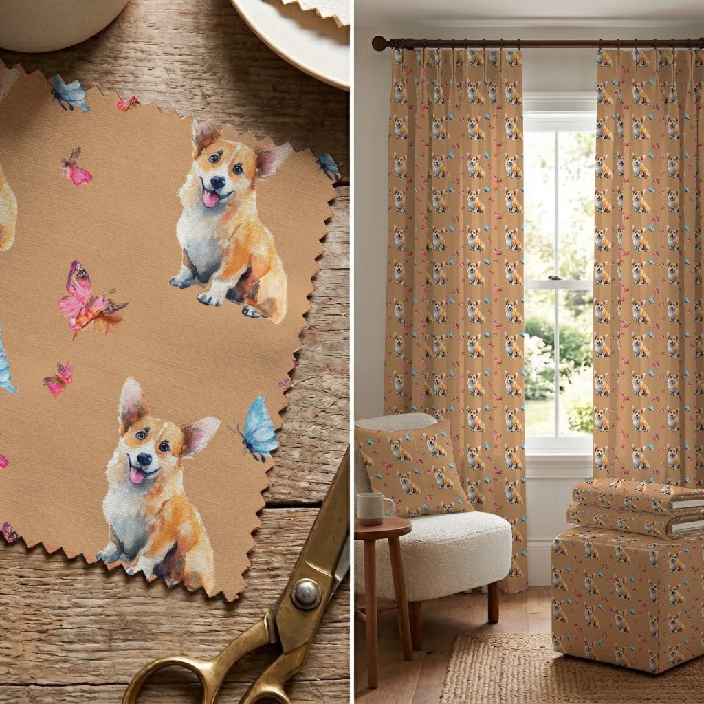 Corgi Butterfly Canopy - Fabric - Linen Rowe