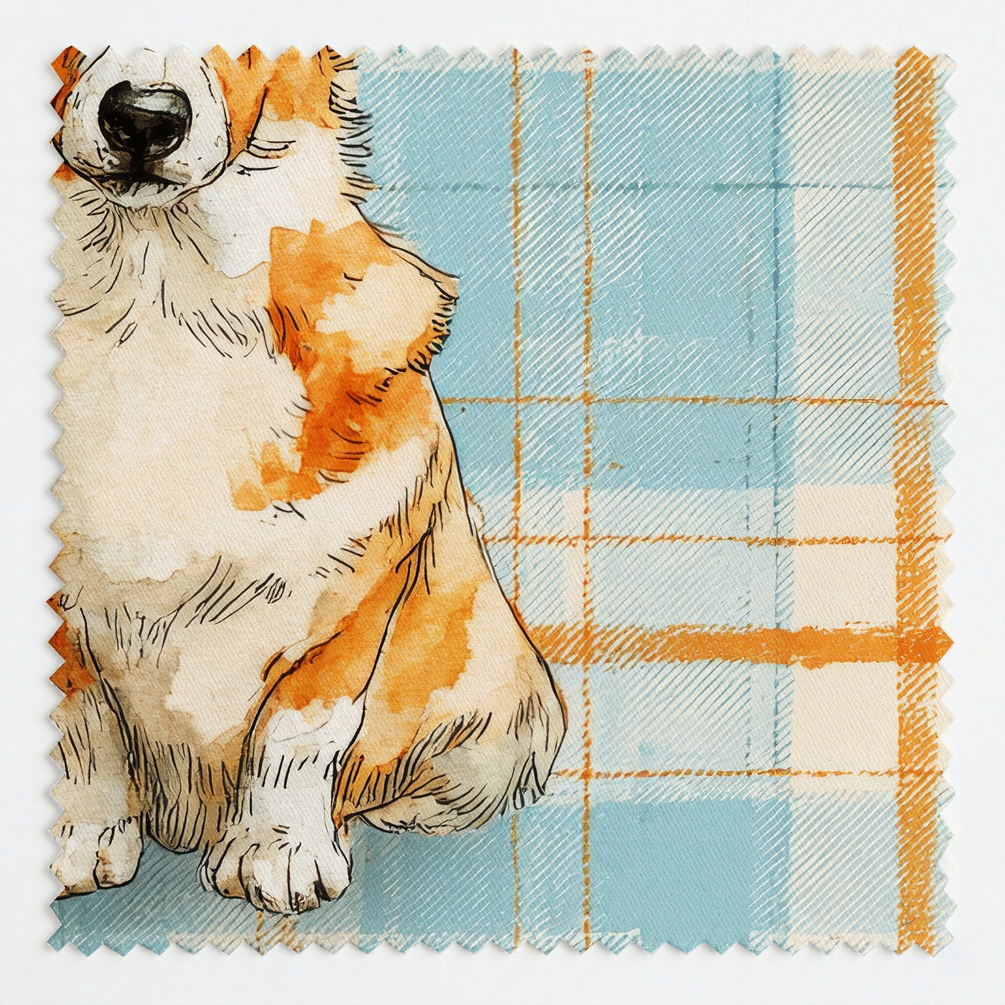 Corgi Cottage Plaid - Fabric - Linen Rowe