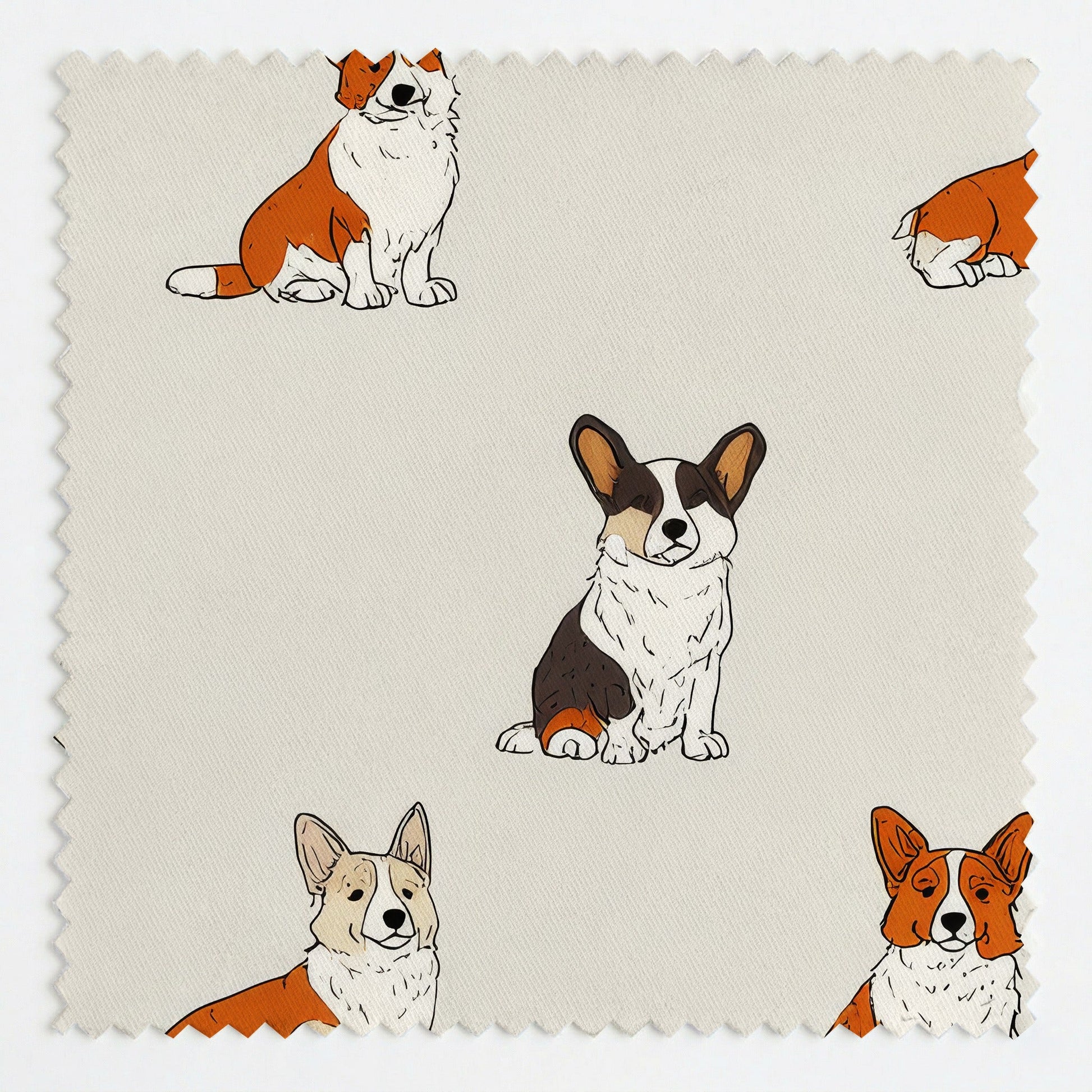 Corgi Ditsy Cream - Fabric - Linen Rowe