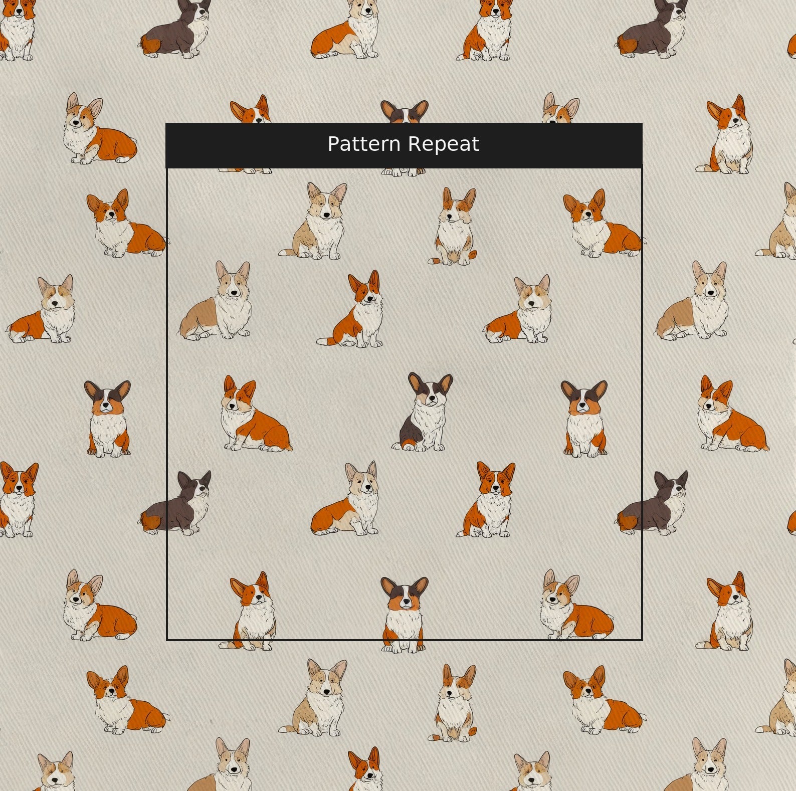 Corgi Ditsy Cream - Fabric - Linen Rowe