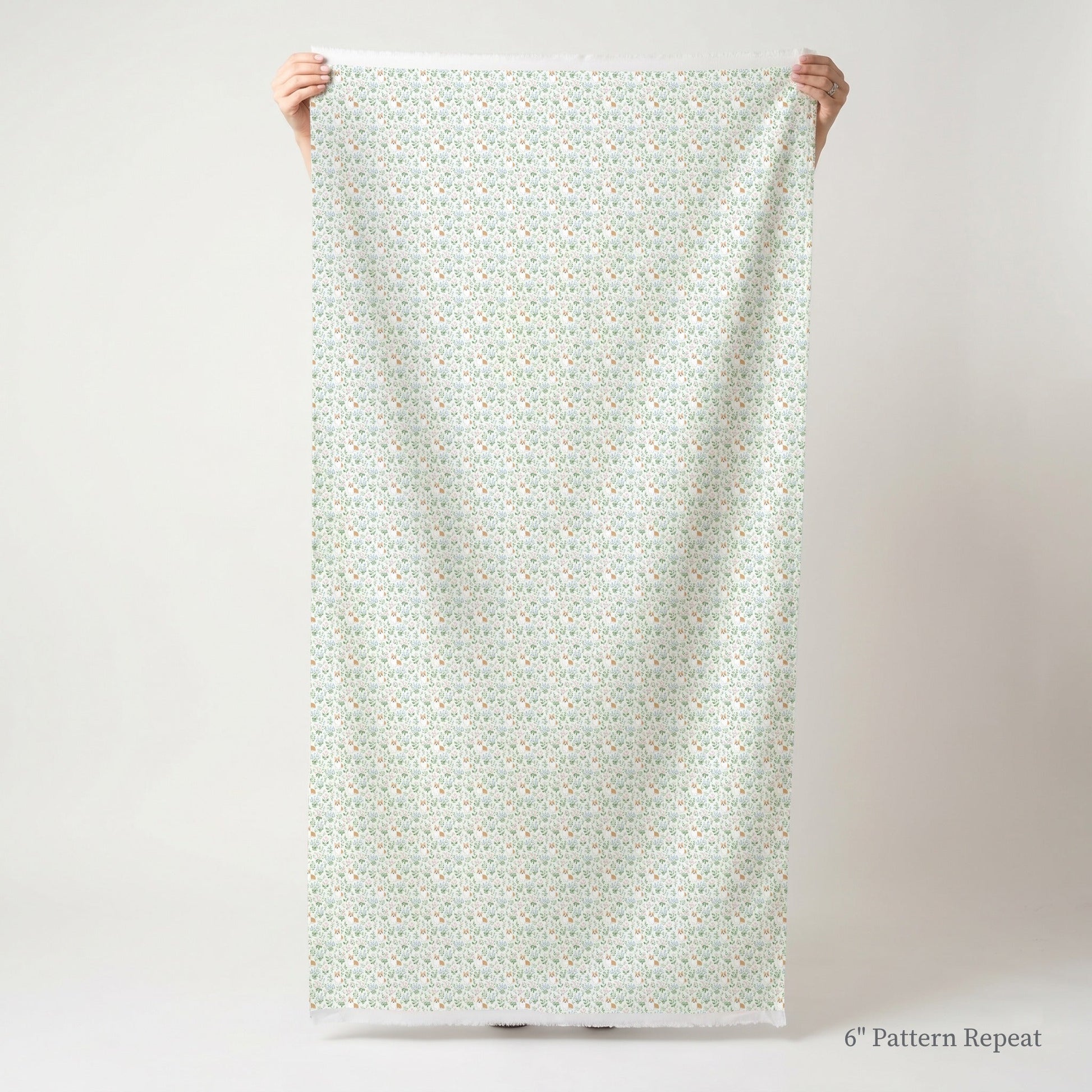 Corgi Florals - Fabric - Linen Rowe