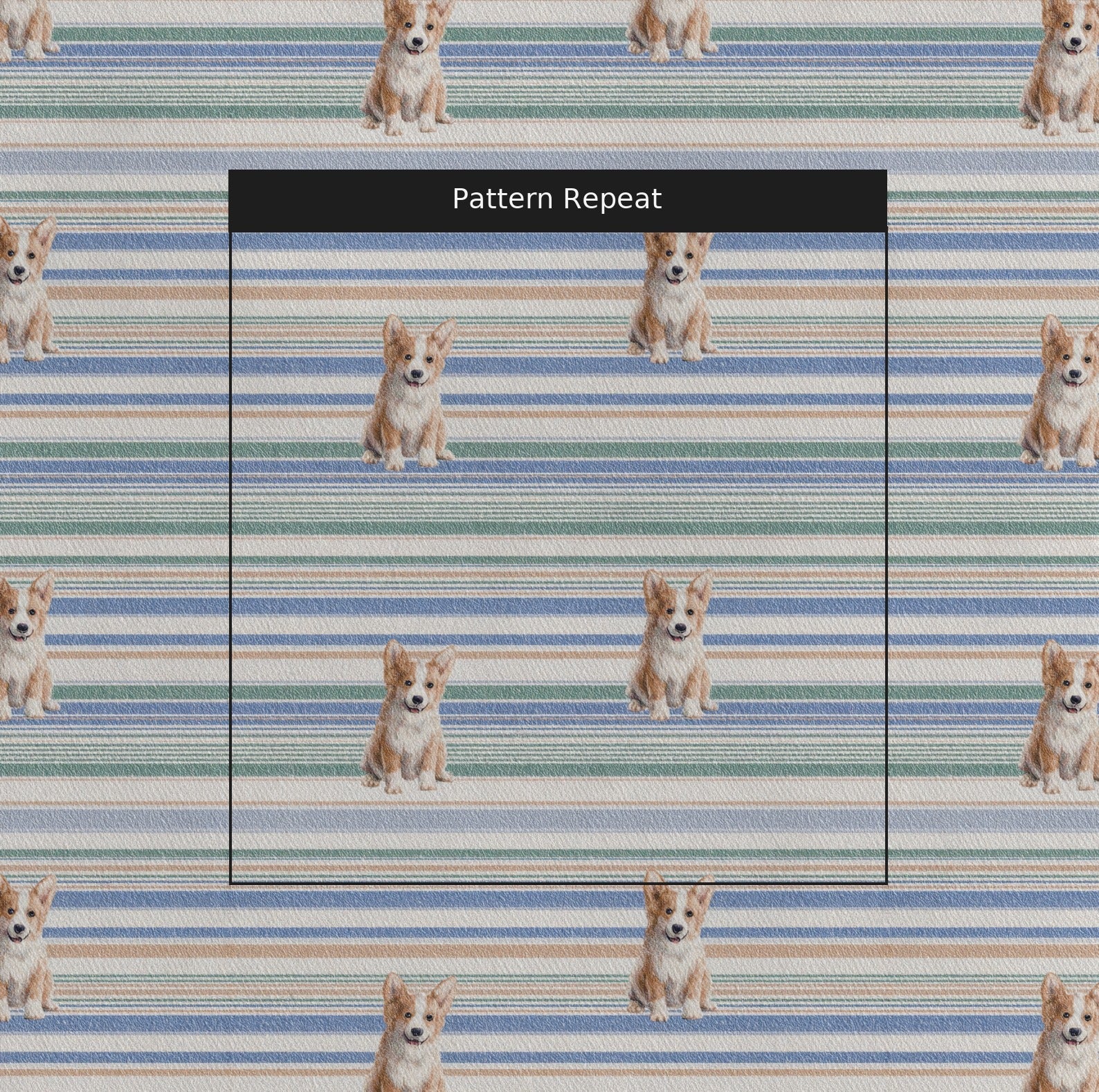 Corgi Pastel Stripes - Fabric - Linen Rowe