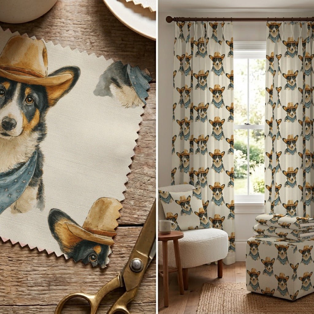 Corgi Rodeo - Fabric - Linen Rowe
