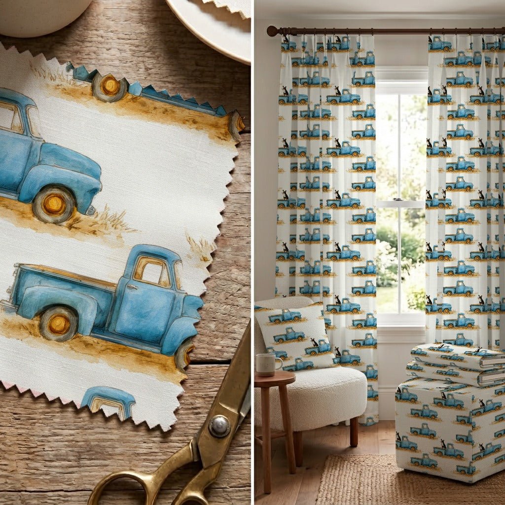 Corgi Sunday Drive - Fabric - Linen Rowe