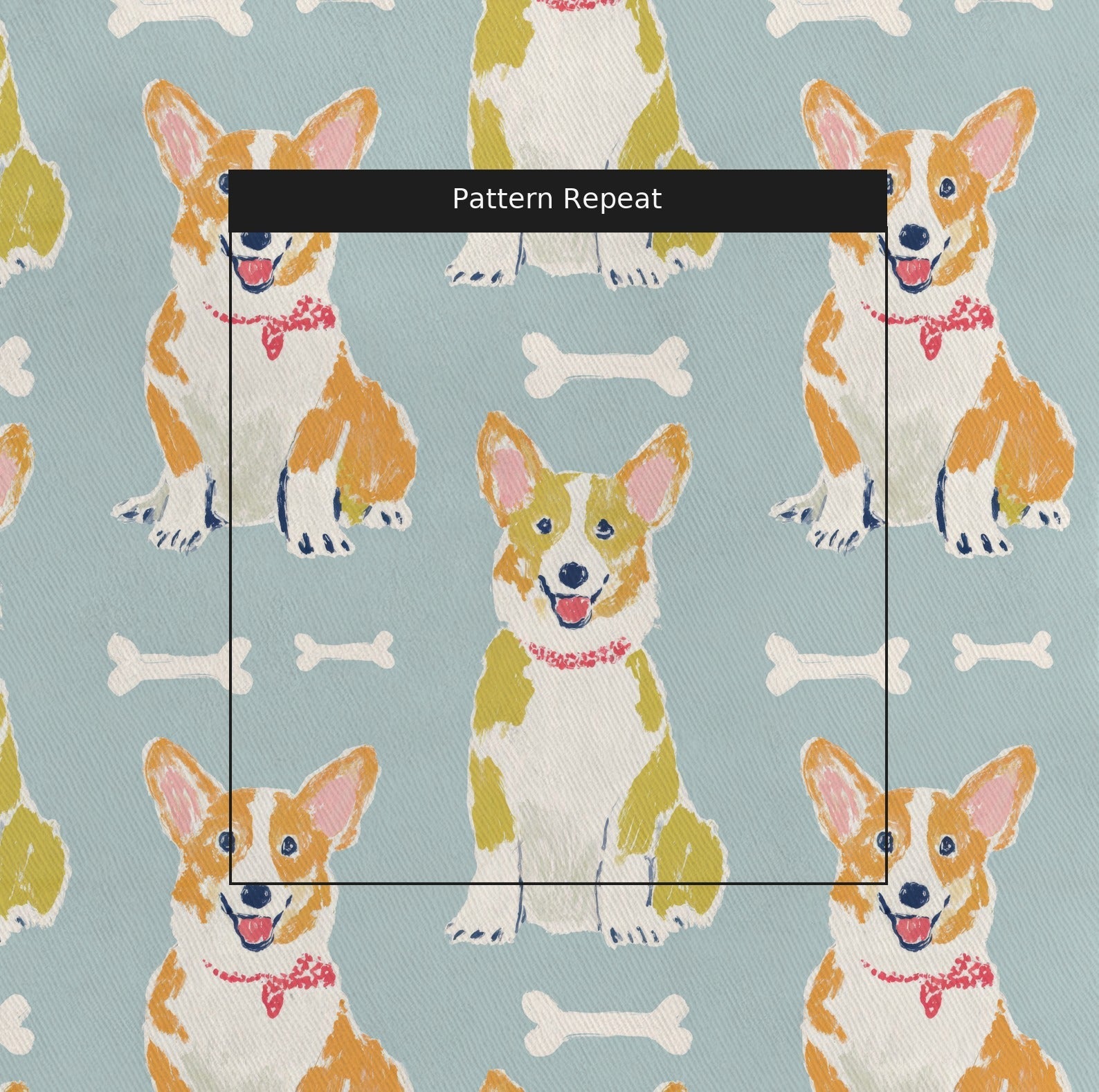 Corgis And Bones - Fabric - Linen Rowe