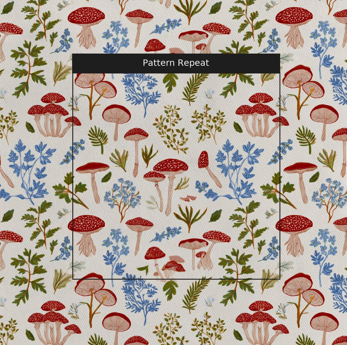 Cottage Mushrooms - Fabric - Linen Rowe