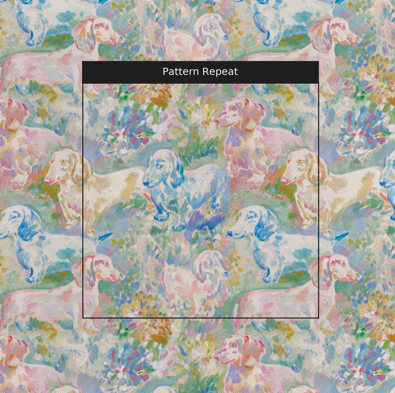 Cotton Candy Dachshund - Fabric - Linen Rowe