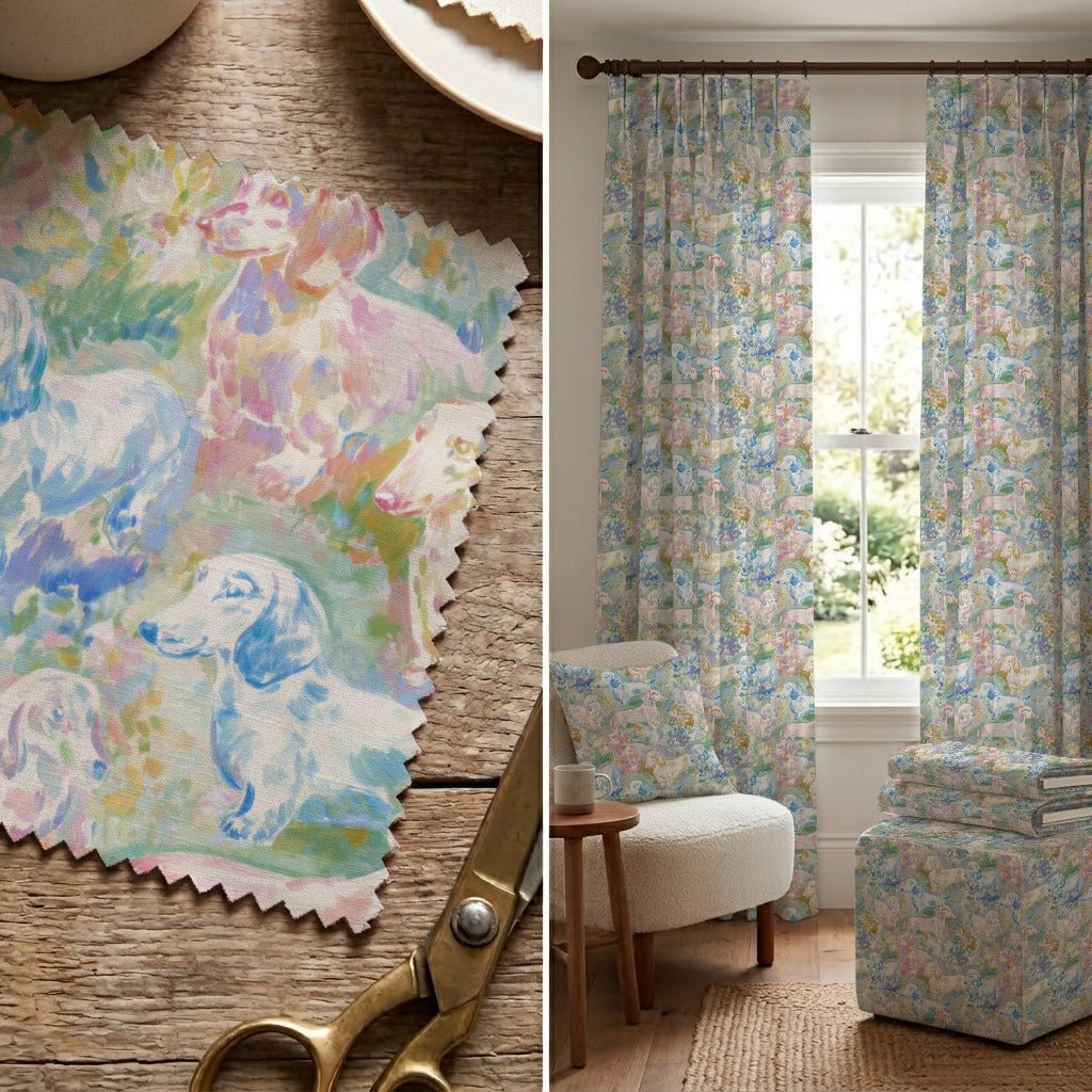 Cotton Candy Dachshund - Fabric - Linen Rowe