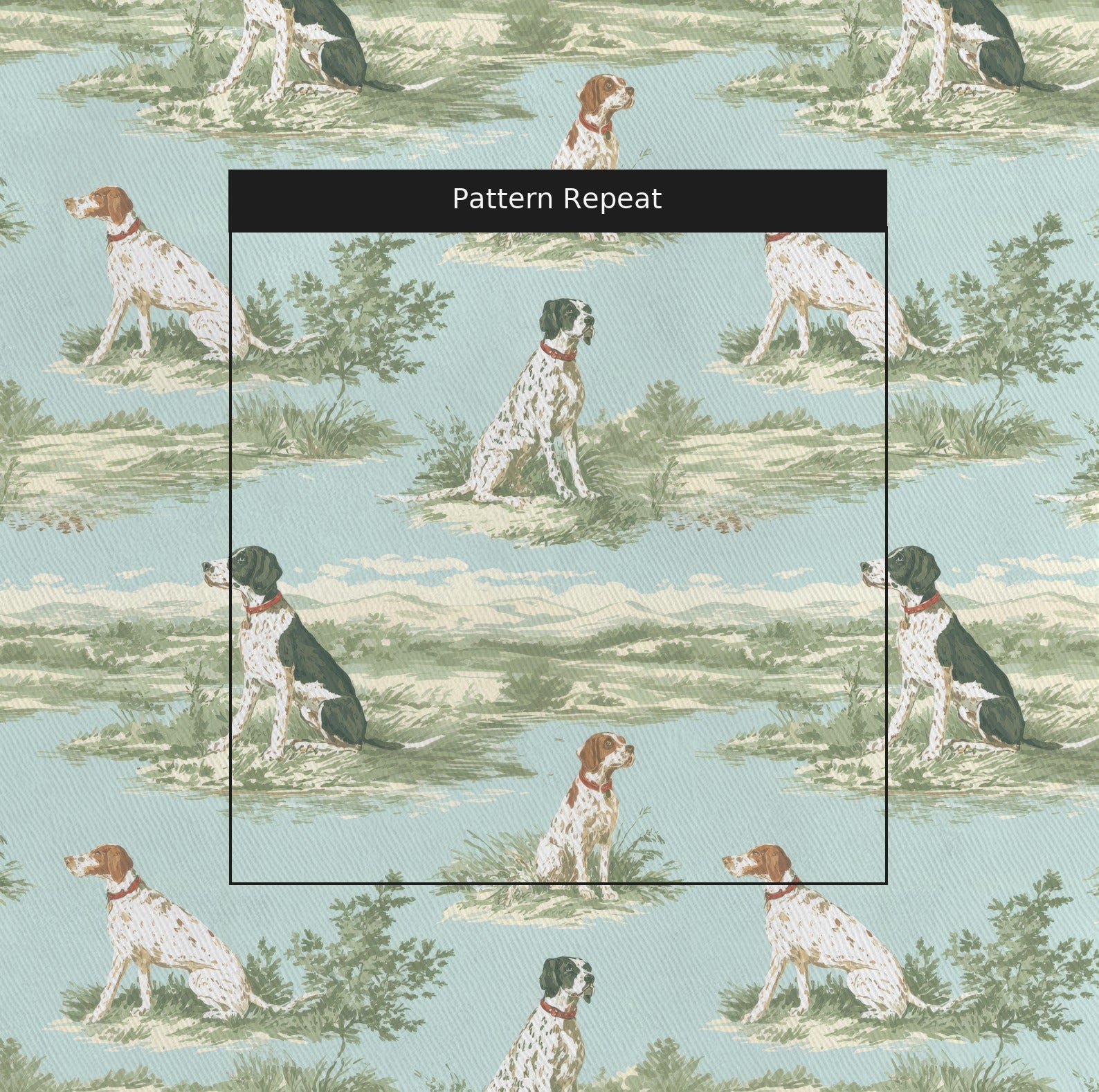 Country Hunting Dogs - Fabric - Linen Rowe