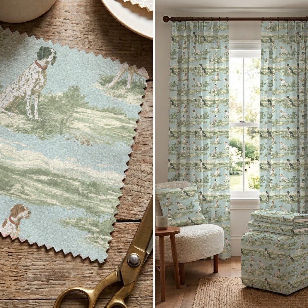 Country Hunting Dogs - Fabric - Linen Rowe