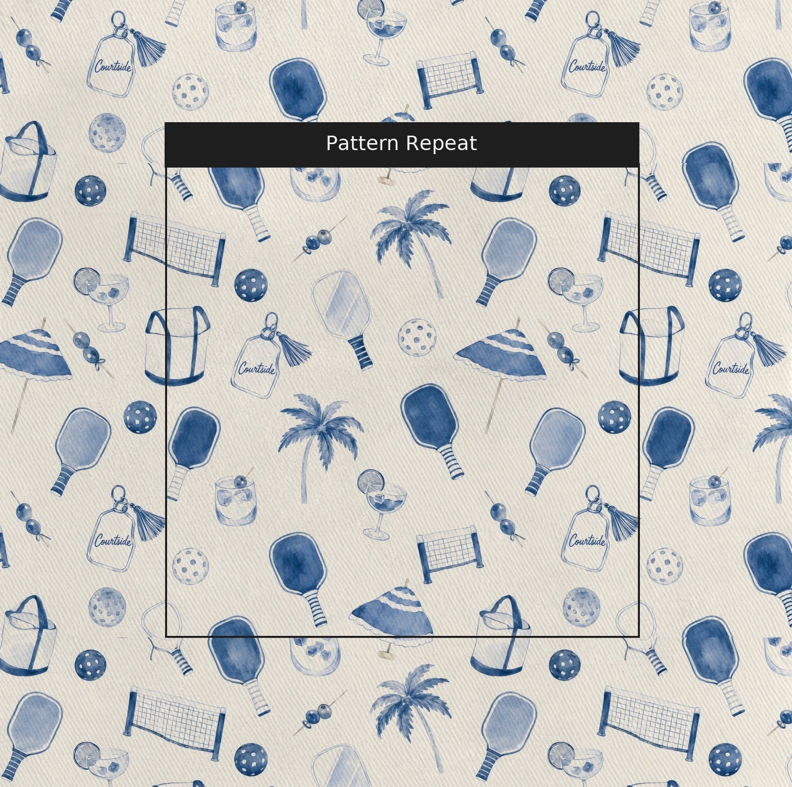Courtside Pickleball - Fabric - Linen Rowe