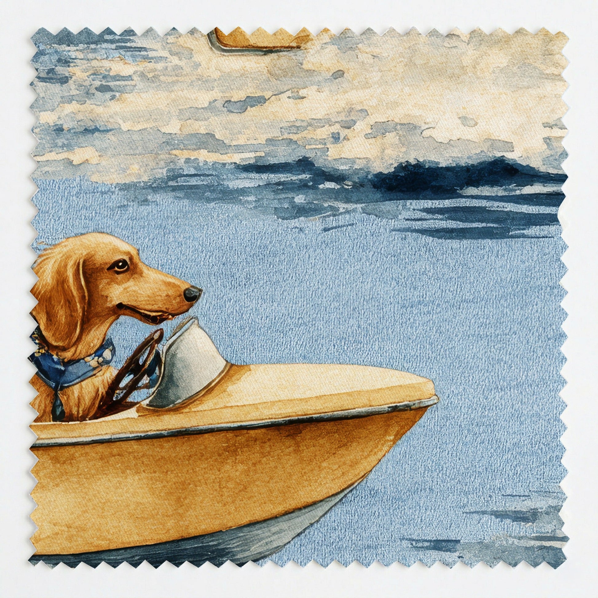Dachshund Boat Day - Fabric - Linen Rowe