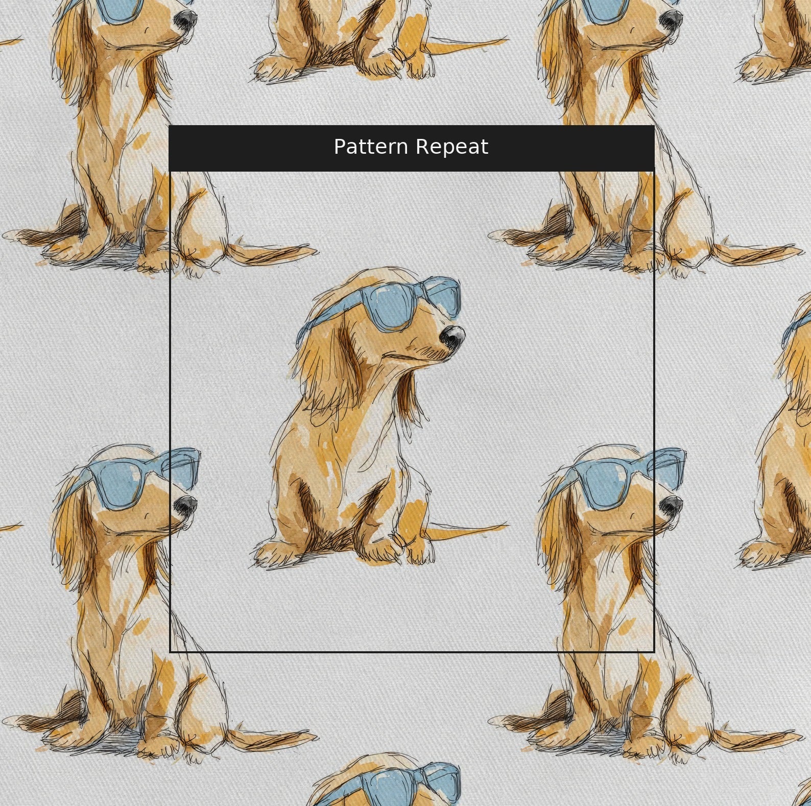 Dachshund Cool Shades - Fabric - Linen Rowe
